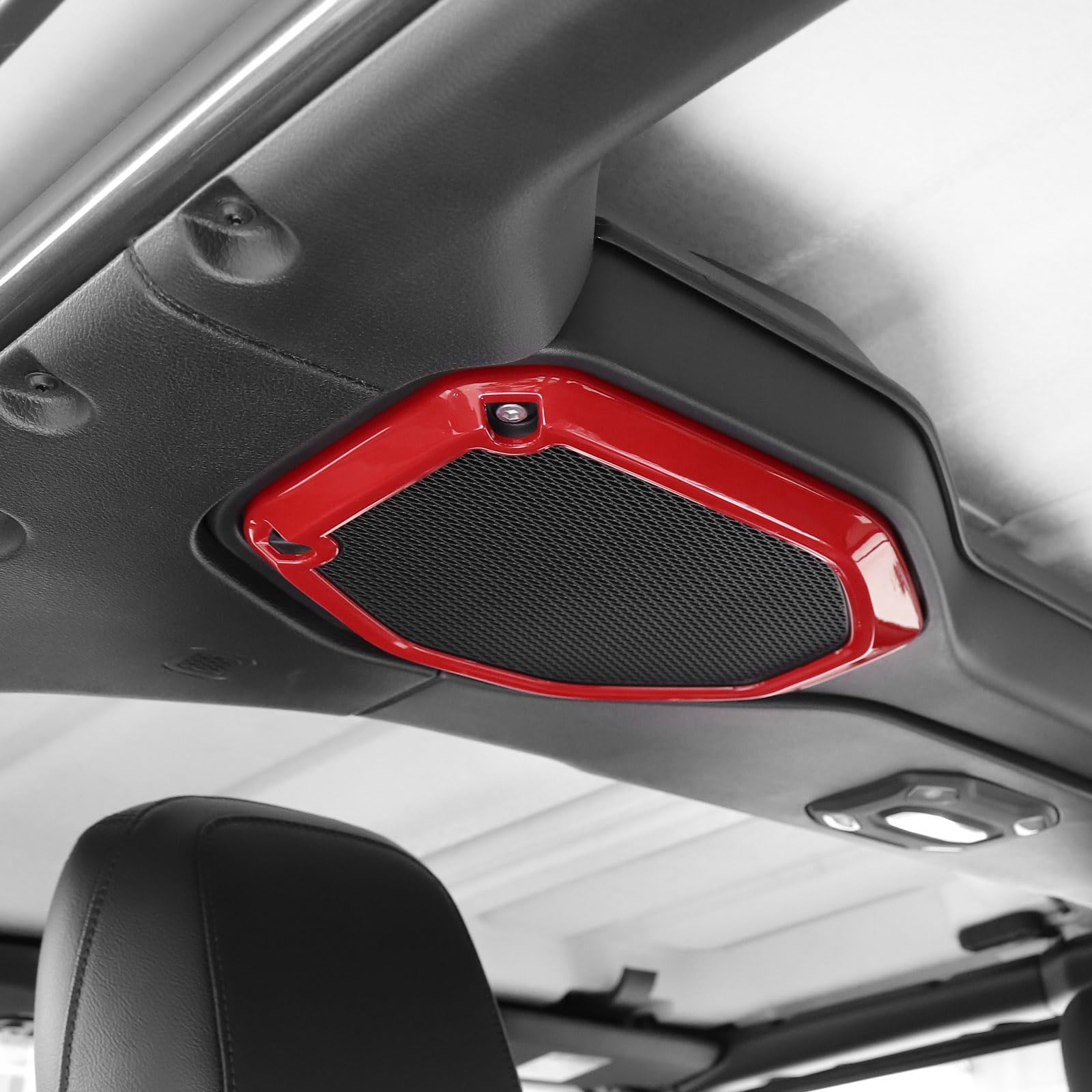 Jeep Wrangler JL JLU & Gladiator JT (2018-2023) RT-TCZ Roof Speaker Cover Trim - Red Interior Accessories (2pcs) - Perfect for Off-Road Adventures & Car Audio Upgrades