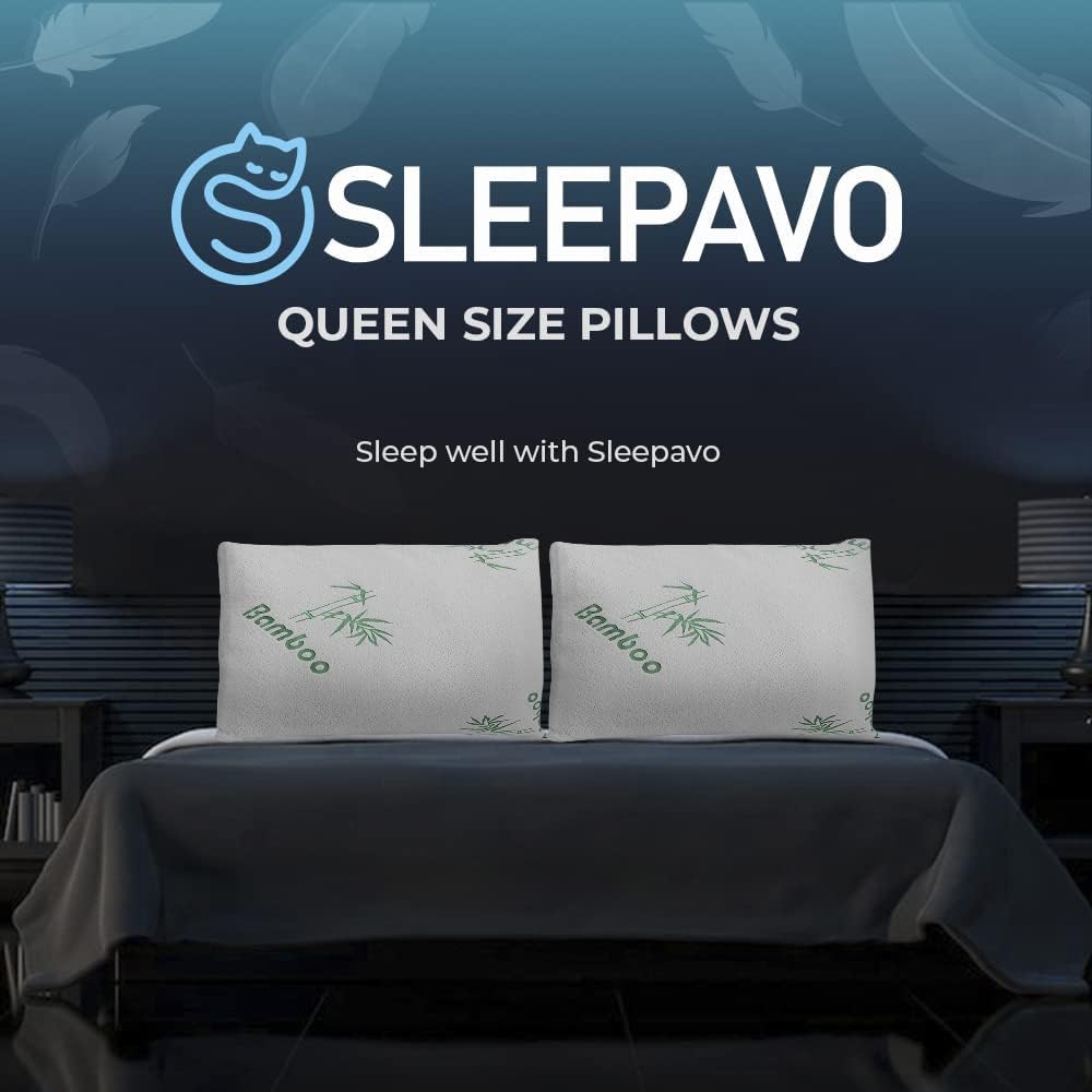 Cooling Shredded Memory Foam Pillows Queen Size - Medium Firm Support for Stomach, Back & Side Sleepers - Breathable Bed Pillow Set (Pack of 2) | Perfect for Hot Sleepers, Neck Pain Relief & Better Sleep Quality