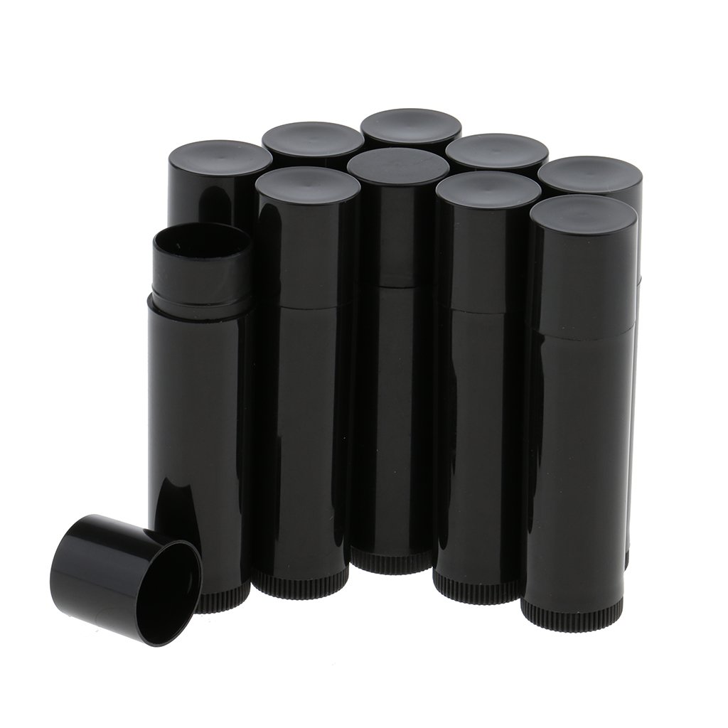 VMS INDIA 10 Pack Empty Lip Balm Tubes - Refillable Cosmetic Containers for DIY Lipstick, Lip Gloss & Essential Oils - Travel-Friendly Black Lip Balm Bottles (Perfect for Homemade Beauty Products & Gifts)
