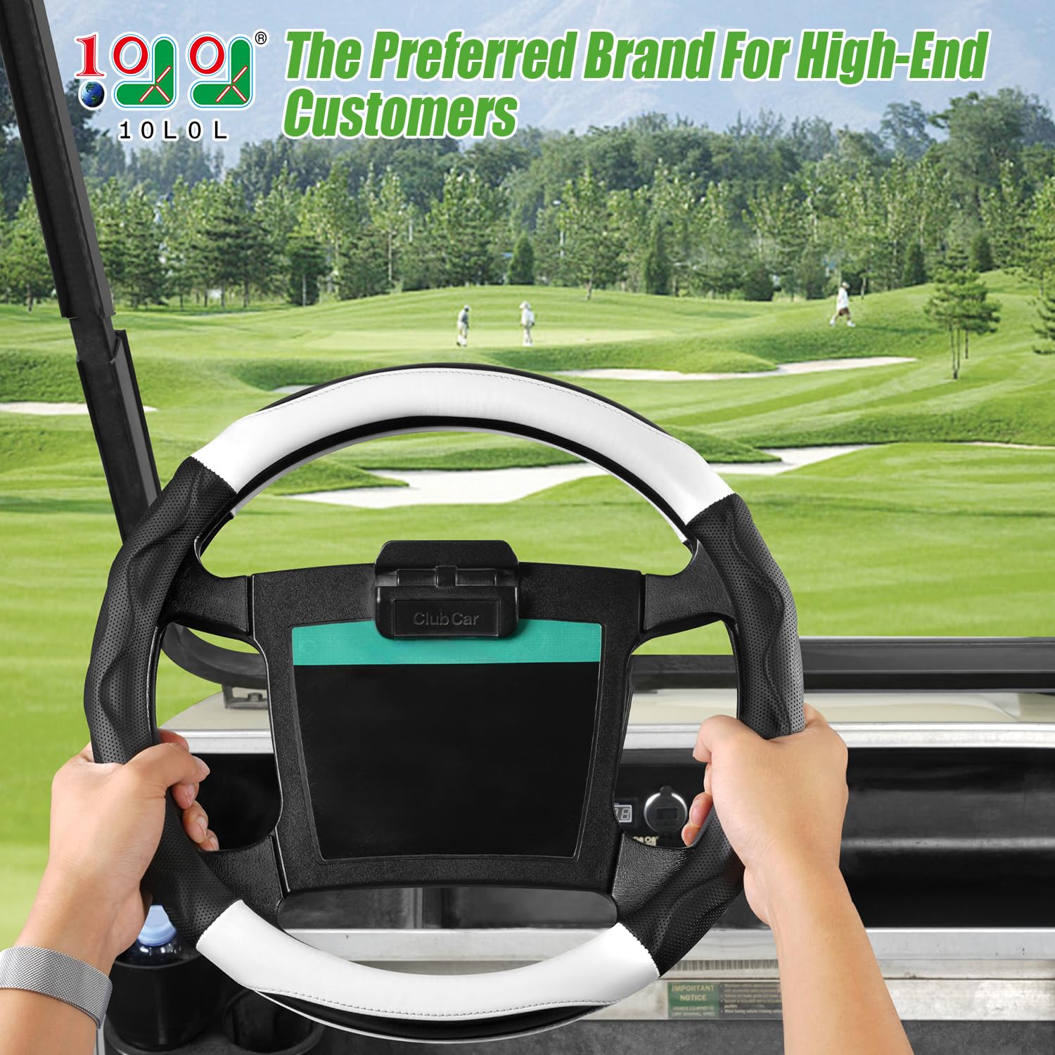 Upgraded 14 Inch Golf Cart Steering Wheel Cover - Anti-Slip Microfiber with PU Leather - Fits Yamaha, Club Car DS & Precedent - Perfect for Golf Carts, Utility Vehicles & Outdoor Adventures
