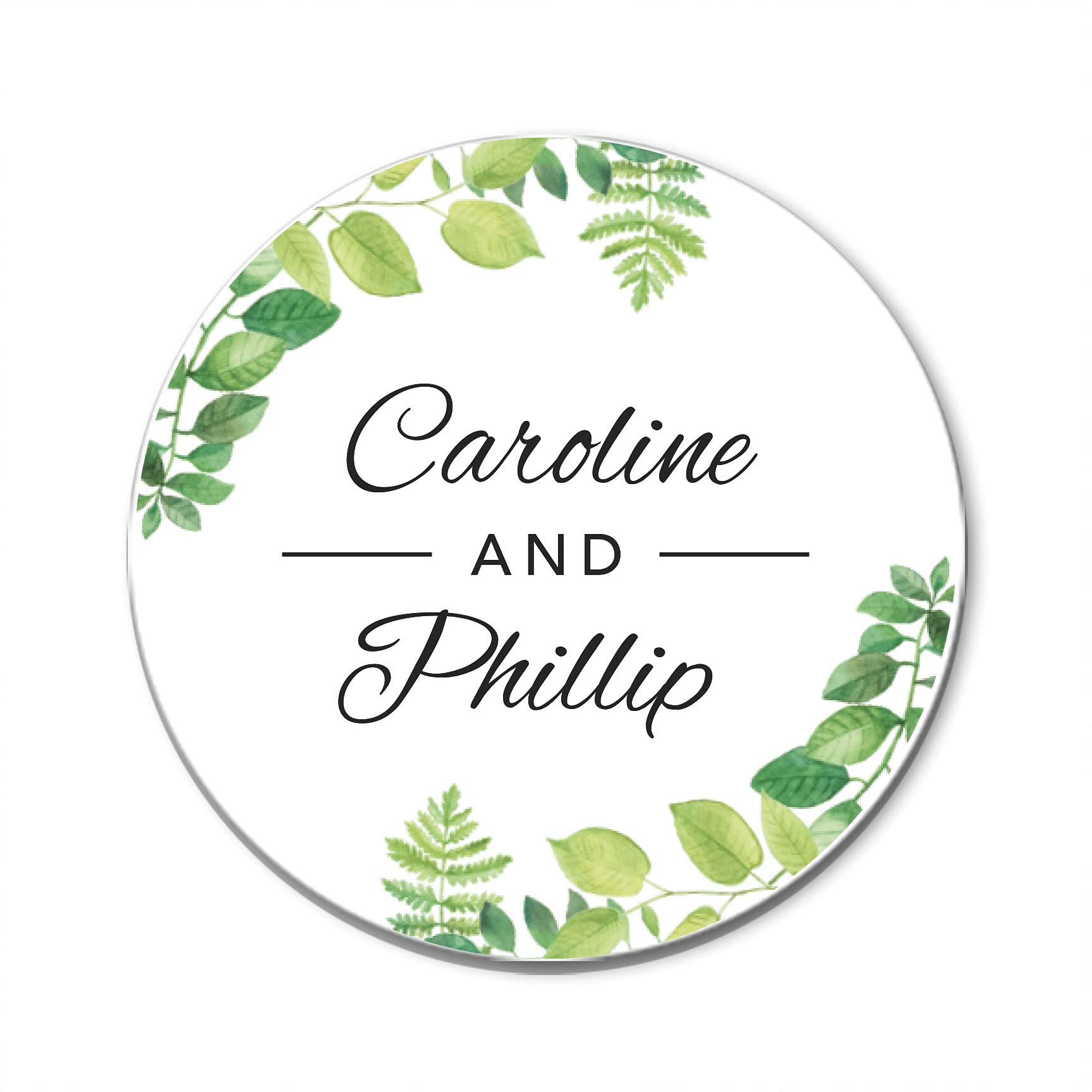 Elegant Greenery Wedding Stickers with Calligraphy - Custom Name Labels for Woodland Weddings, Favors & Invitations - Perfect for DIY Wedding Decor, Gift Wrapping & Table Place Cards