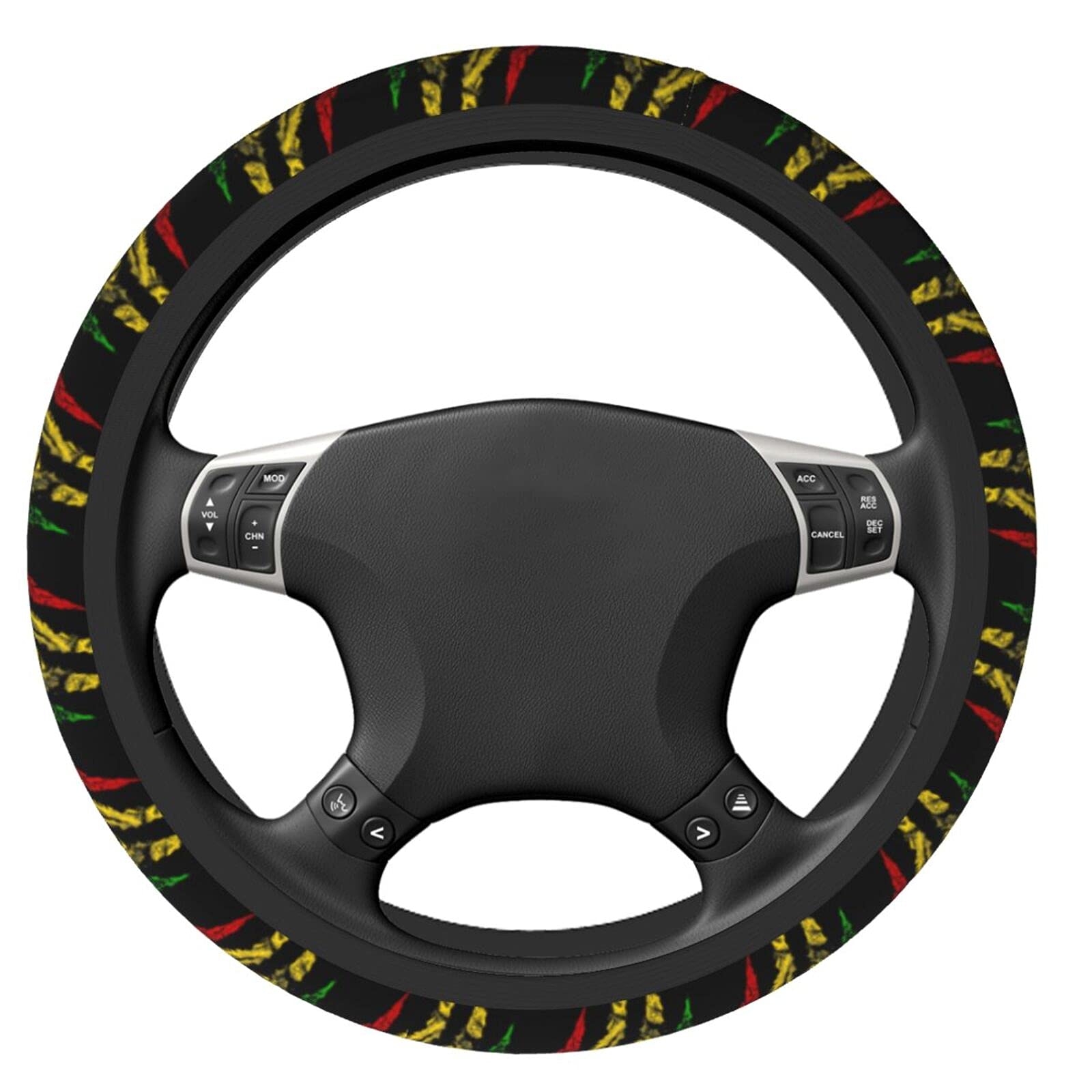 Lion of Judah King Rasta Reggae Jamaica Steering Wheel Cover - Anti-Slip Breathable Universal Fit (15 Inch) for Cars, SUVs & Pickup Trucks | Perfect for Hot Weather & Long Drives