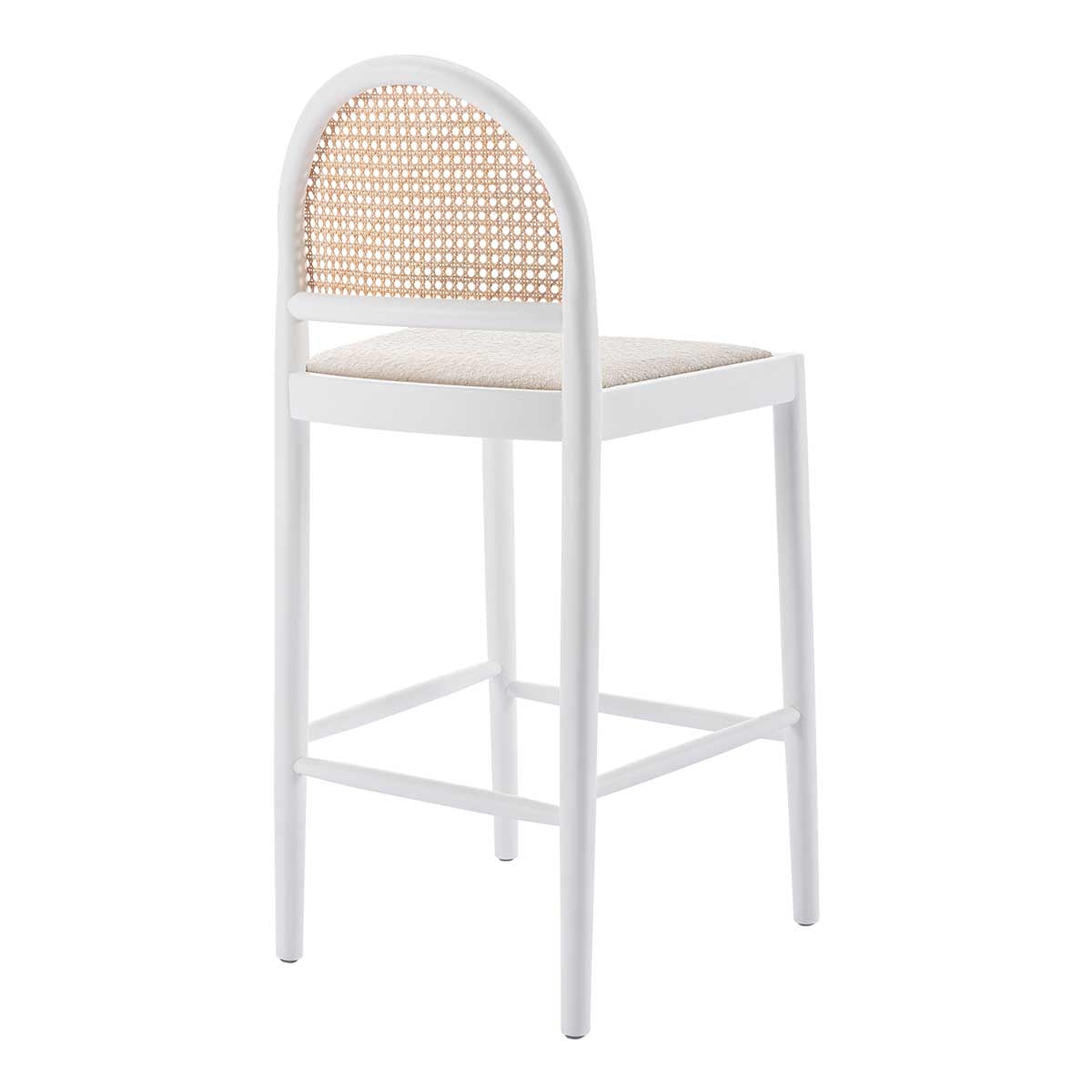 Capri Rattan Boucle Arch Bar Stool - Modern Woven Counter Height Stool for Kitchen Island, Breakfast Nook & Home Bar Decor