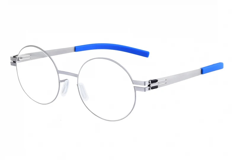 Aimee Unisex Full Rim Round Screwless Stainless Steel Eyeglasses Frame 2004 - Lightweight & Durable Glasses for Reading, Driving, and Everyday Wear