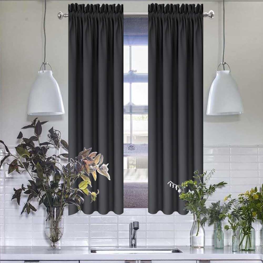 Blackout Kitchen Curtains 2 Panels Set - 36 Inch Short Window Curtains for Living Room, Cafe & RV - Farmhouse Style Privacy Drapes for Small Windows | Perfect for Home, Office & Camper Decor