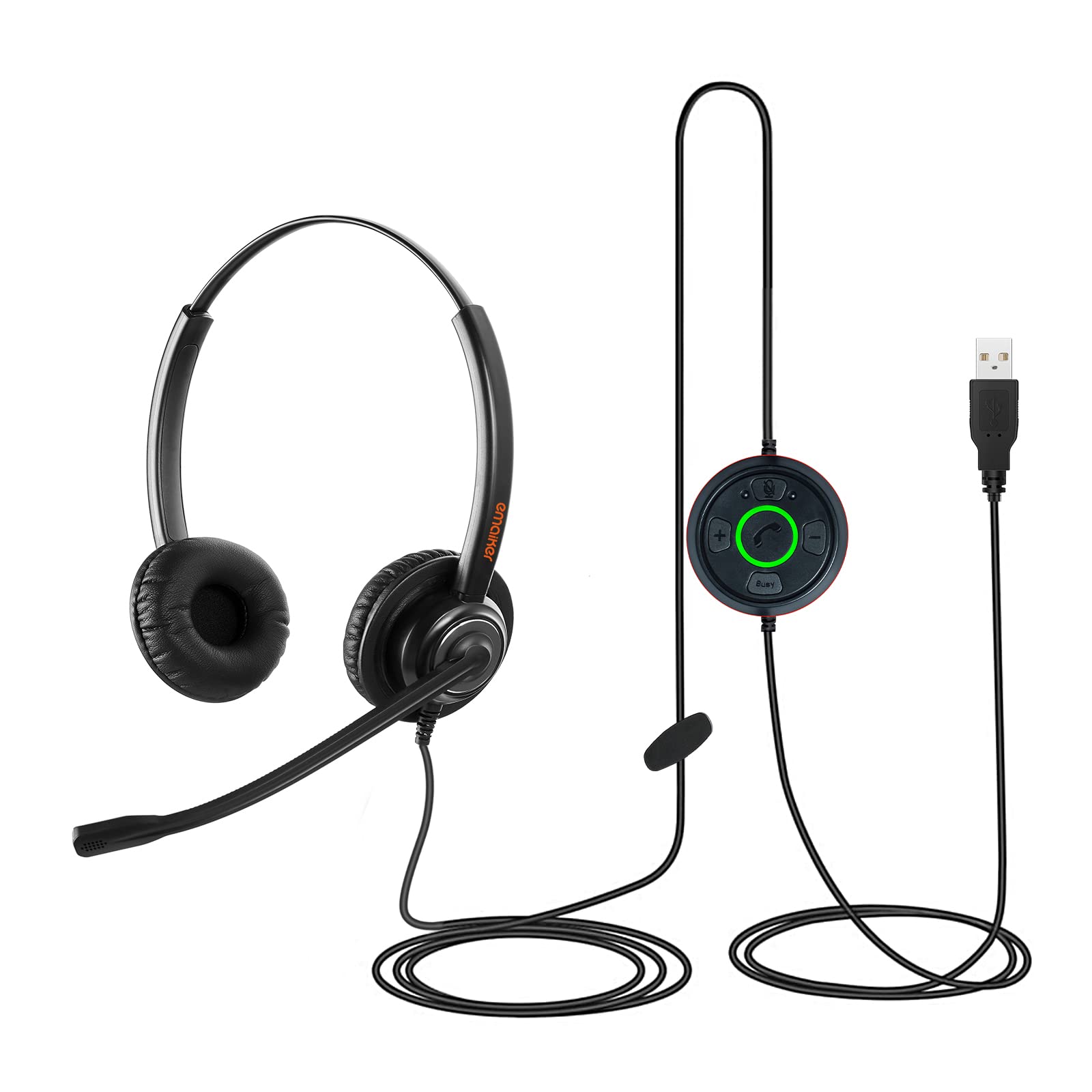 Wired Stereo USB Headset with Noise Cancelling Microphone - Office & Gaming Headphones with Volume Control for PC, Laptop - Perfect for Zoom Meetings, Skype Calls, Online Classes, Webinars & Remote Work