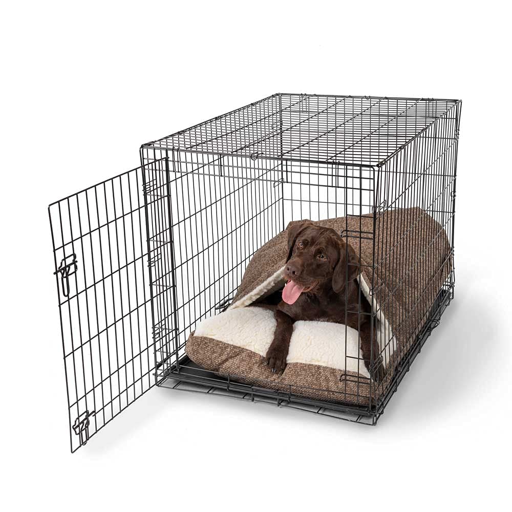 Luxury Cozy Cave Crate Pet Bed for Dogs & Cats - Extra Large Microsuede Dog Bed with Removable Cover, Camel Color (Perfect for Bedroom, Living Room & Pet Travel)