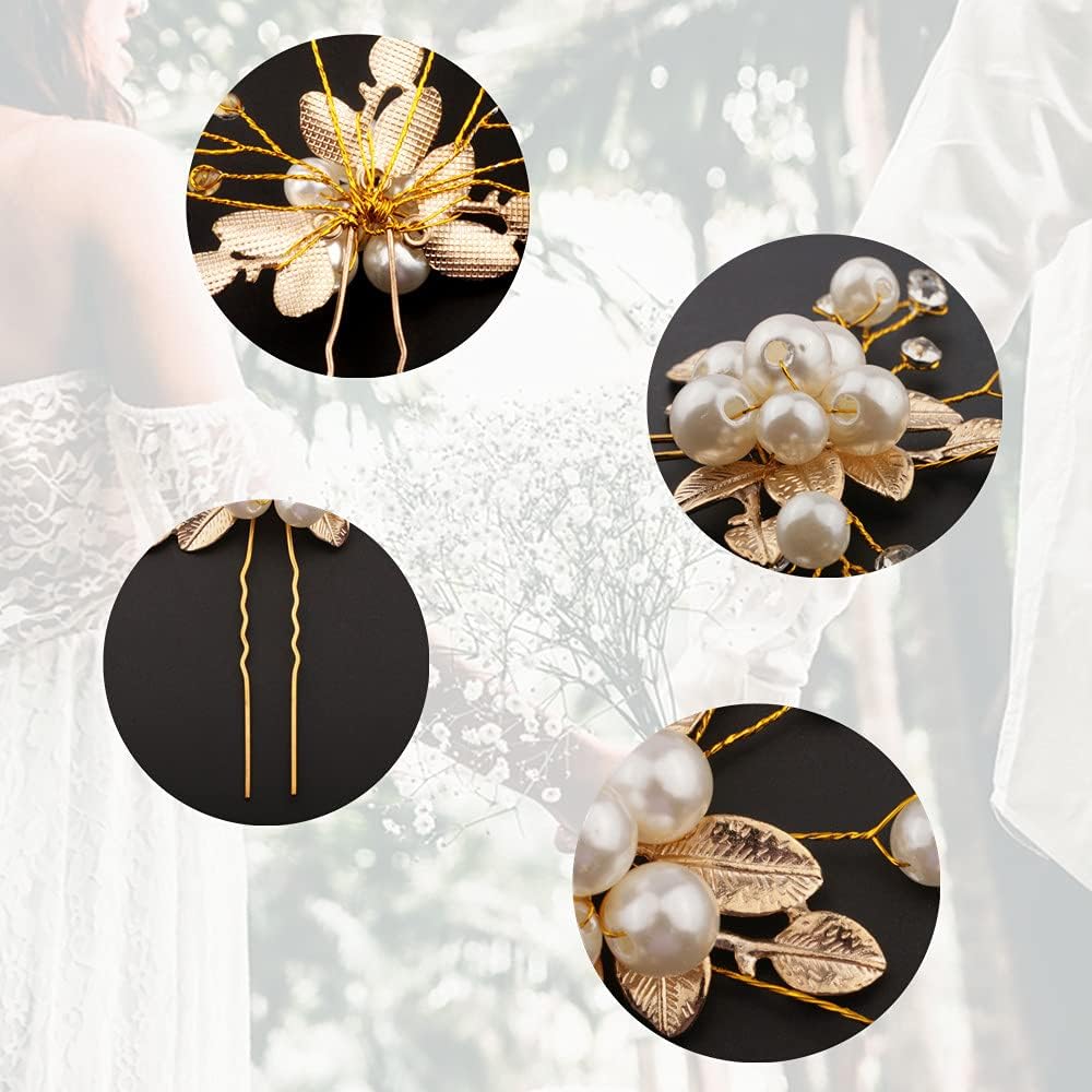 4 Pcs Bridal Pearl Hair Pins - Elegant Wedding Hair Accessories for Women & Girls - Perfect for Bridal Showers, Weddings, and Special Occasions