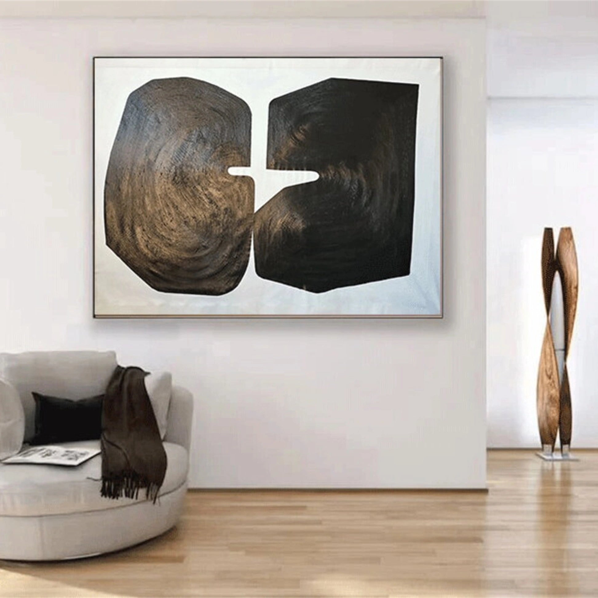Modern Black and White Textured Minimalist Wall Art Print #MZ077 - Perfect for Living Room, Bedroom & Office Decor