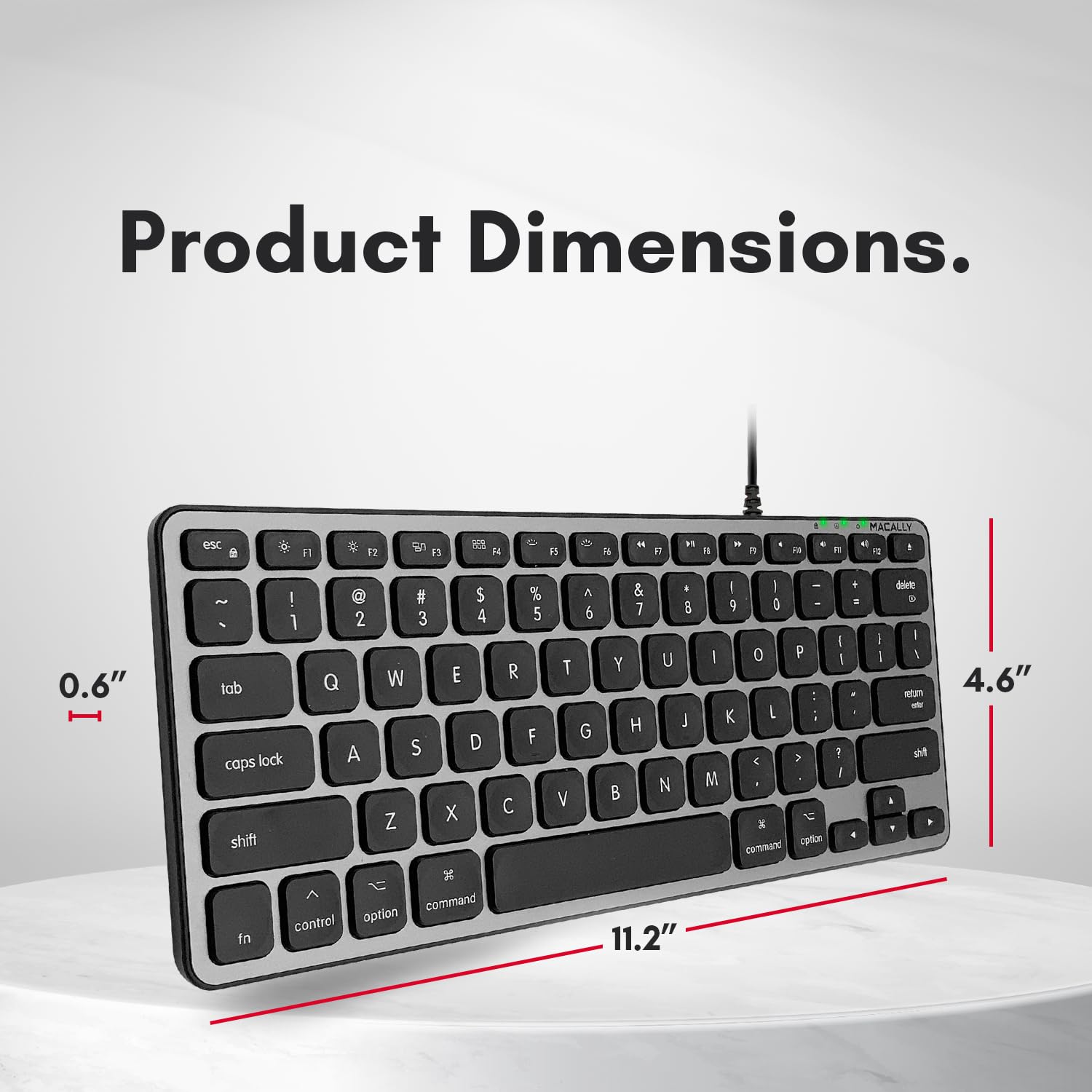 Macally Backlit Wired USB Keyboard for Mac - Compact & Ergonomic Design | Compatible with MacBook Pro/Air, iMac, Mac Mini | Comfortable Typing for Office Work, Gaming & Programming (Space Grey)