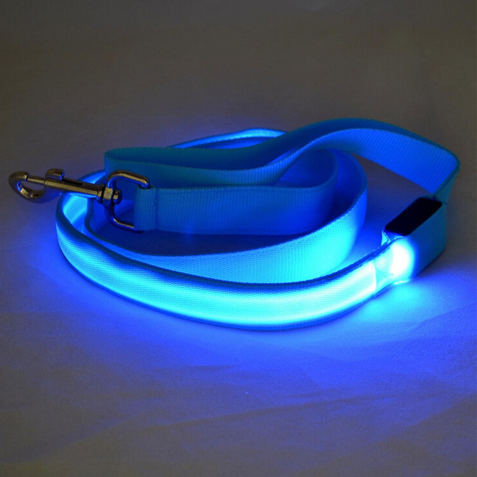 USB Rechargeable LED Dog Leash - Glowing Light Up Collar with Luminous Strip for Night Walking (Blue) | Perfect for Evening Dog Walks, Jogging & Outdoor Safety