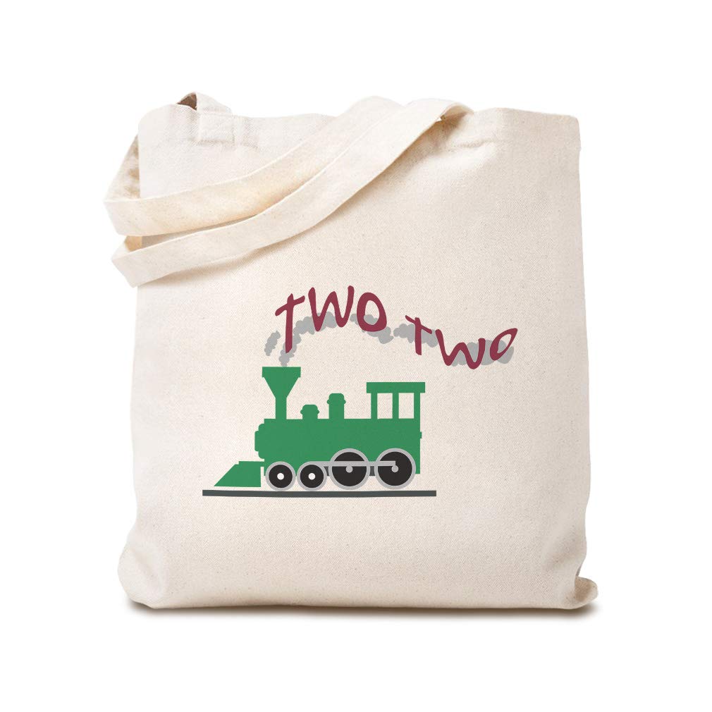 Custom Canvas Tote Reusable Shopping Bag with 2 Choo Train Characters - Funny Choo Choo Beach Bags for Kids - Natural Eco-Friendly Design - Perfect for Grocery Shopping, Beach Trips & School Use