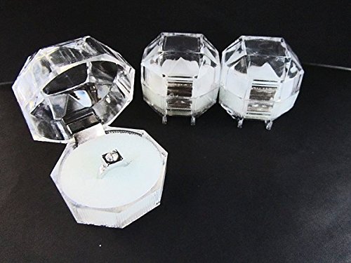 4-Piece Octagon Ring Gift Box Set - 2x2x2 Inch Clear Jewelry Display Case - Perfect for Engagement Rings, Wedding Bands & Jewelry Storage - Fast US Shipping
