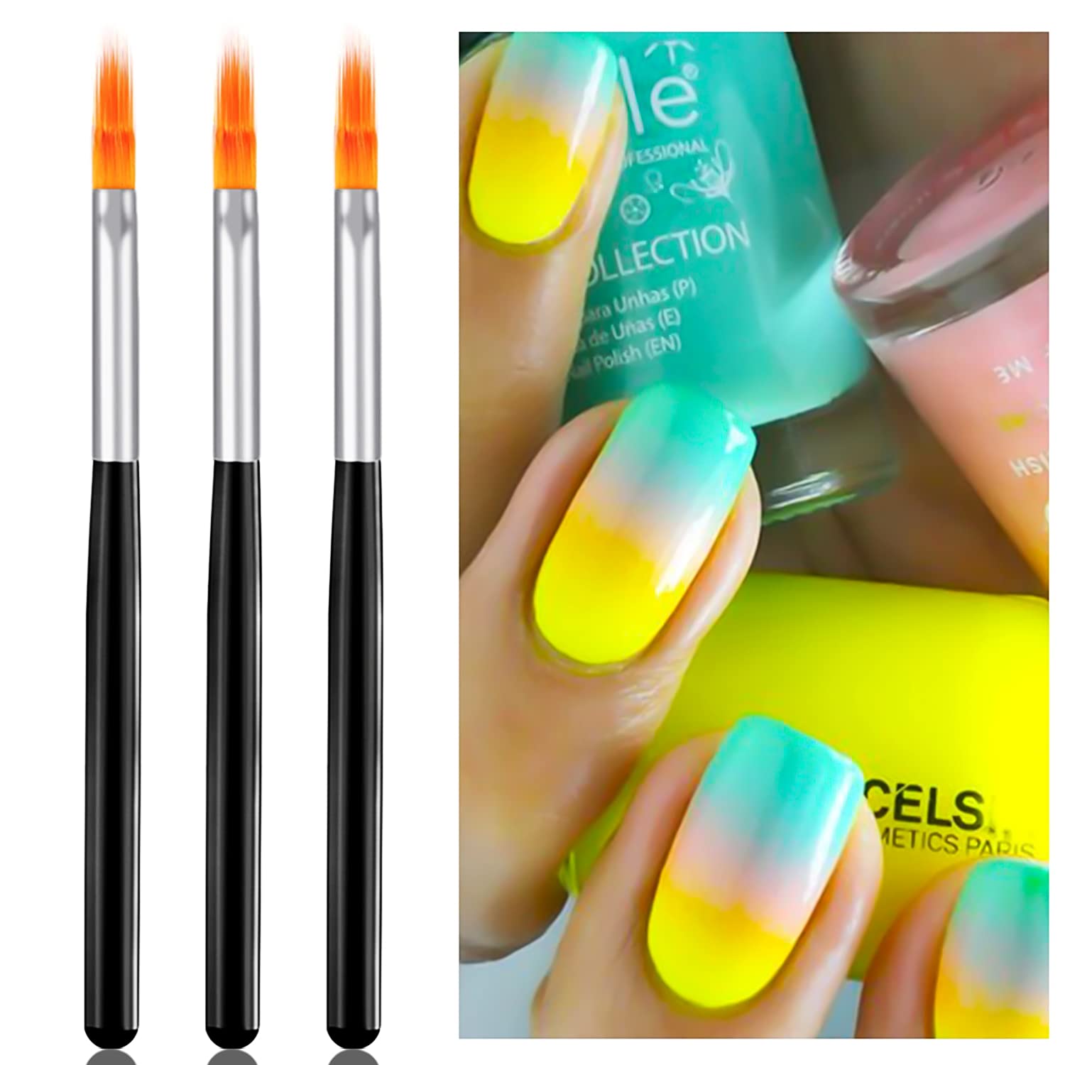 DANNEASY 6Pcs Ombre Nail Brush Set - Acrylic Nail Design Brushes with Gradient Pen for Gel Nails, Professional Manicure Tools for Salon & Home Use