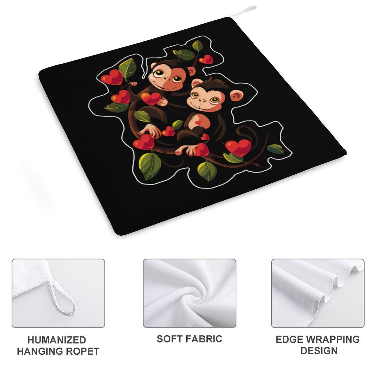 Soft & Absorbent Mama Monkey Hand Towel - Premium Bath Washcloth with Hanging Loop for Travel, Home & Bathroom (1PC) - Perfect for Baby Care, Gym & Spa Use