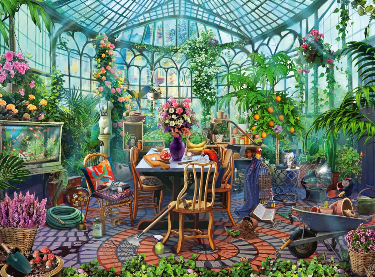 Ravensburger 500-Piece Jigsaw Puzzle for Adults & Teens - A Morning in the Greenhouse, Premium Quality Nature & Plant Puzzle (Ages 12+) - Perfect for Family Game Night, Stress Relief & Home Decor