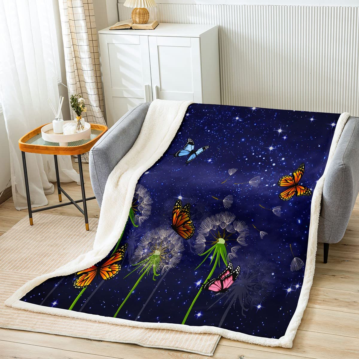 Galaxy Sherpa Blanket for Kids - Soft Flannel Throw Blanket 40