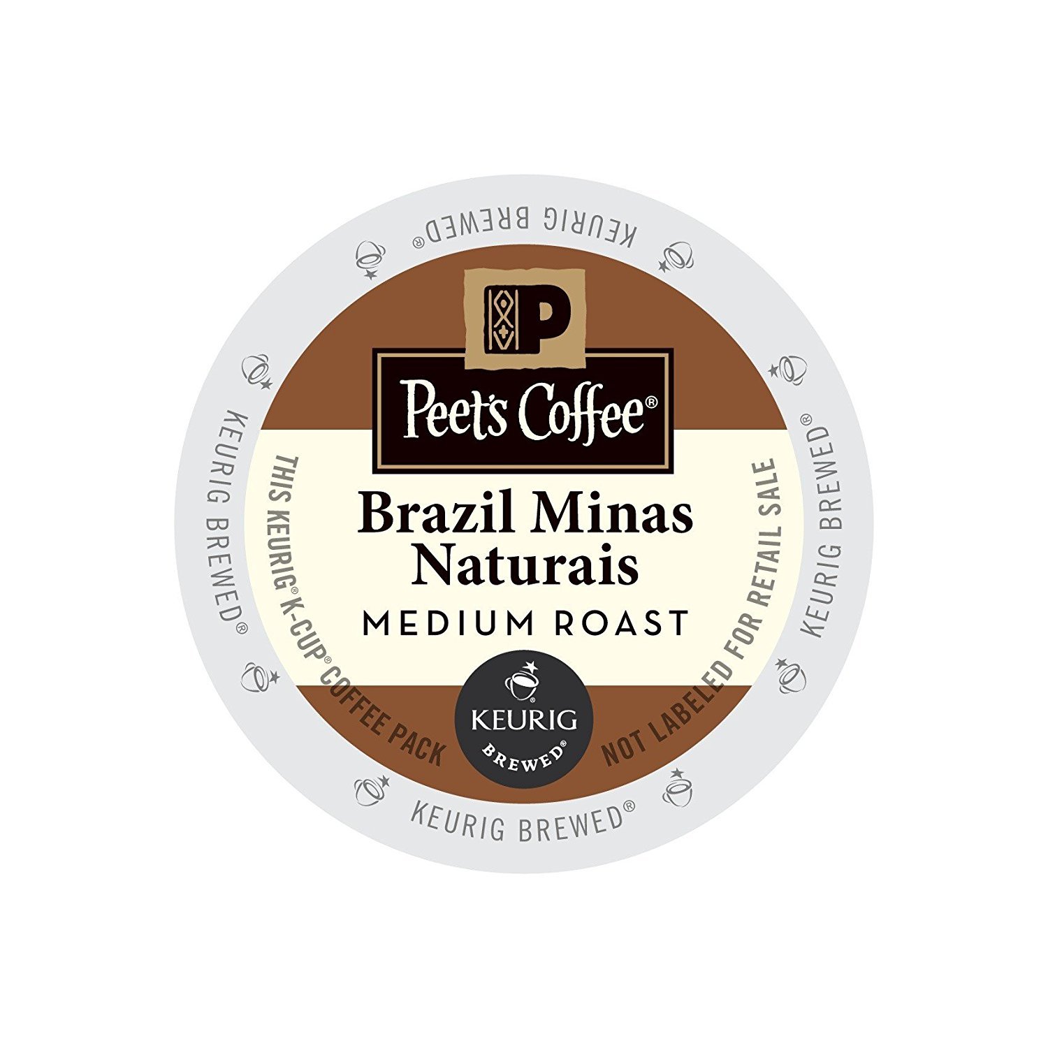 Peet's Brazil Minas Naturais Medium Roast Coffee Pods - 96 Single Serve Cups for Keurig Brewers | Perfect for Home, Office & Breakfast Time