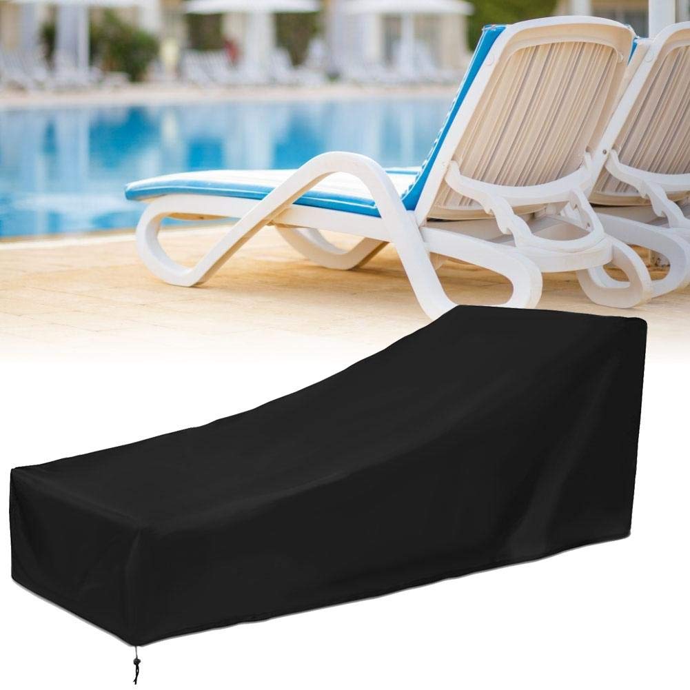 Alomejor Waterproof Outdoor Chaise Lounge Chair Cover - Anti-Rust Oxford Fabric Garden Furniture Protector with Storage Bag - Perfect for Patio, Poolside, and Backyard Use