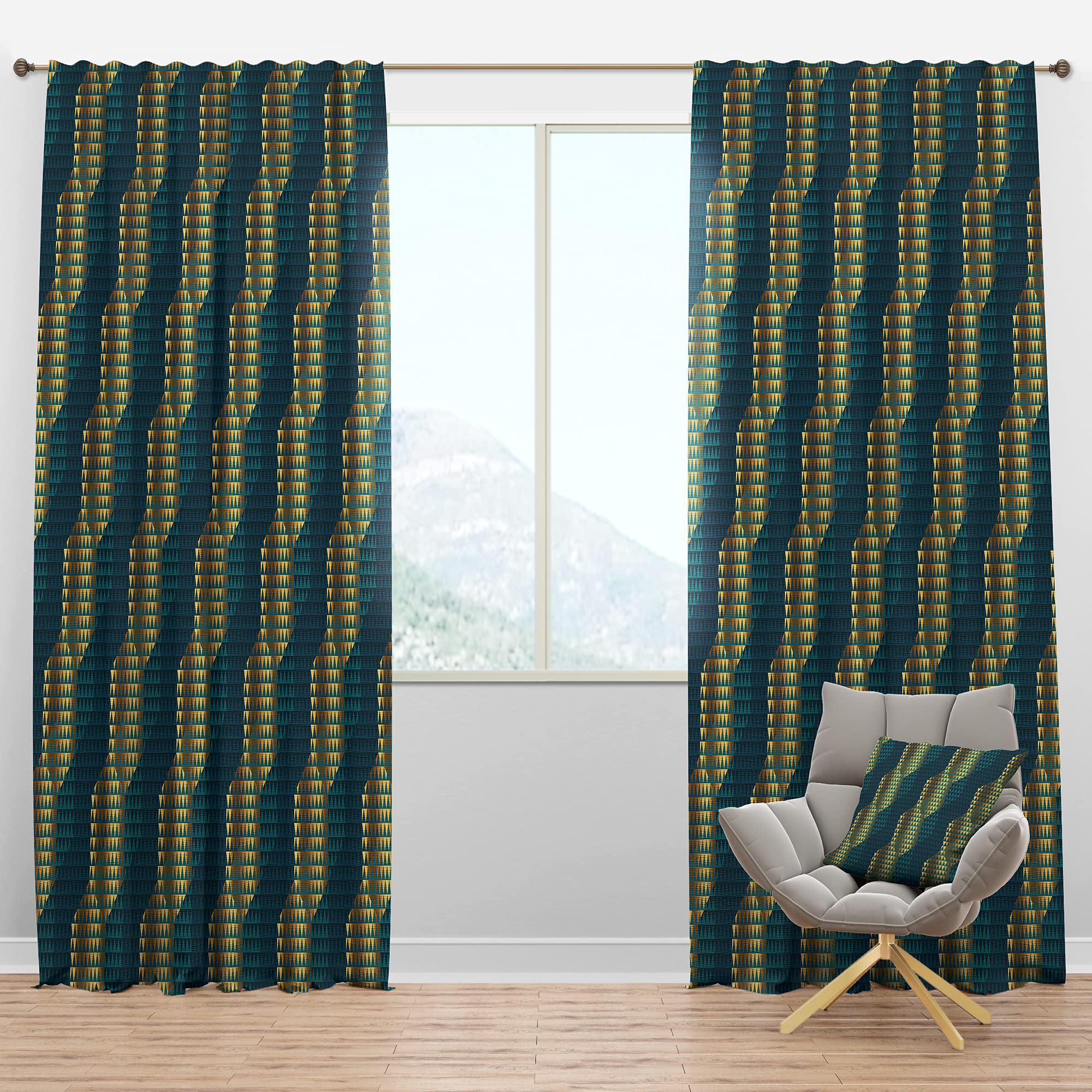 DesignQ Blackout Curtains - Retro Hexagon Pattern Thermal Insulated Drapes for Bedroom & Living Room, 52x108 Single Panel - Perfect for Light Blocking, Privacy & Energy Efficiency