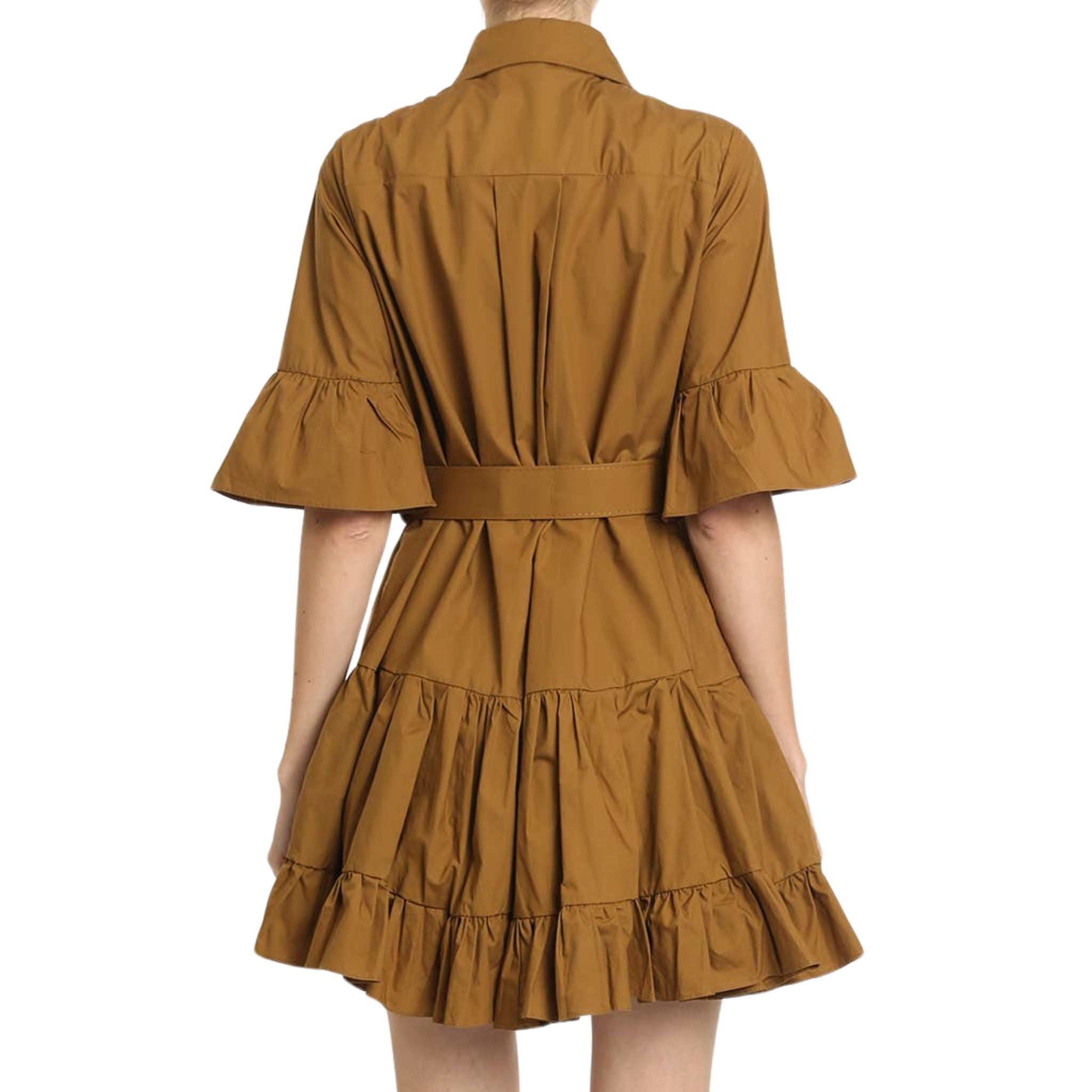 Elegant Ruffled Front Lace Detail Mini Dress with Adjustable Belt - Perfect for Date Night & Summer Parties
