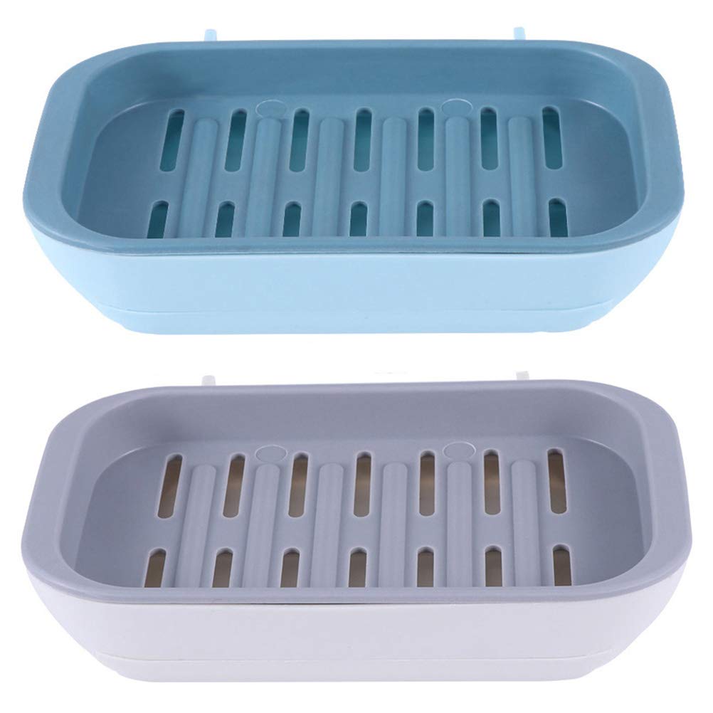 Cabilock 2-Pack 3-Layer Soap Holder with Drawer - Leakproof Bathroom Organizer for Shower, Sink Countertop & Travel Soap Storage