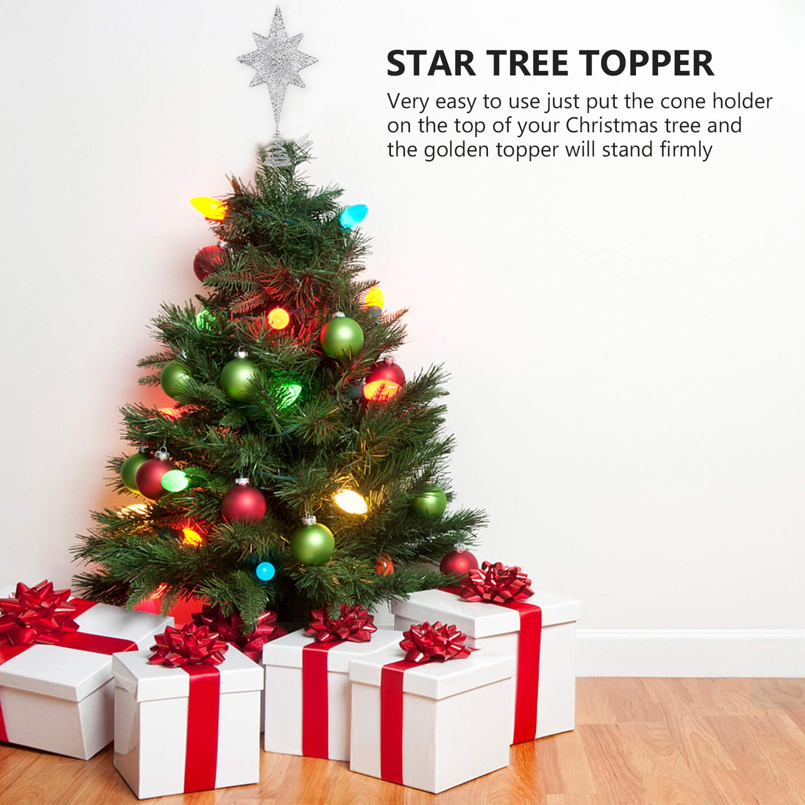 Christmas Tree Star Topper - Xmas Tree Decor for Party & Home