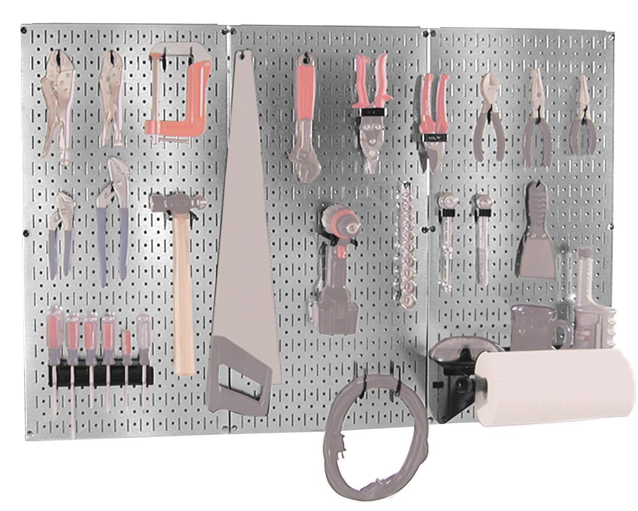 Wall Control 30BAS300GVB 4-Foot Metal Pegboard Organizer Kit - Galvanized Steel Tool Board with Black Hooks & Accessories - Perfect for Garage, Workshop, Shed & Home Organization