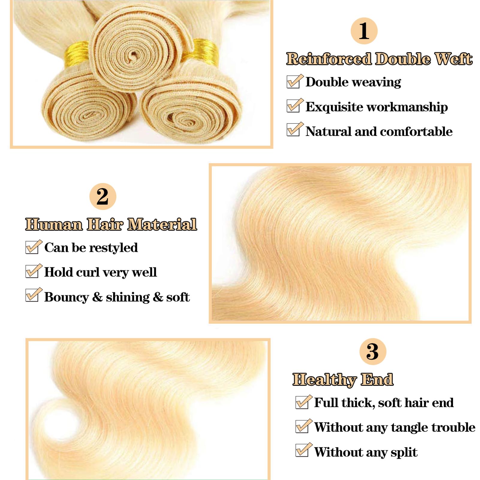 ROYAL IMPRESSION 100% Unprocessed Virgin Brazilian Human Hair Weave Bundles - 3 Bundles 16
