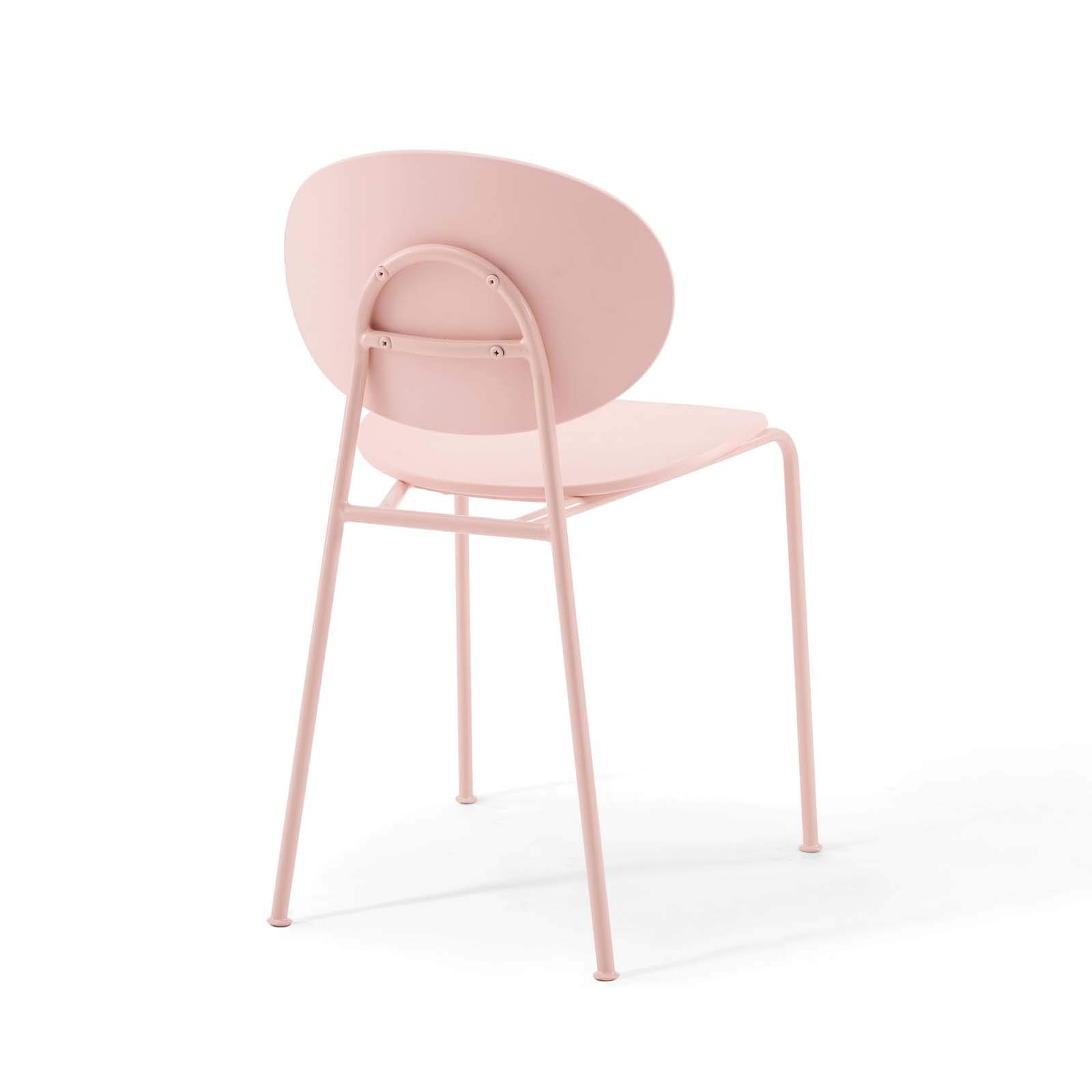 Modway Palette Modern Molded Plastic Accent Dining Chair in Pink - Set of 2 - Fully Assembled - Comfortable Stackable Chairs for Kitchen, Dining Room, Patio & Outdoor Use