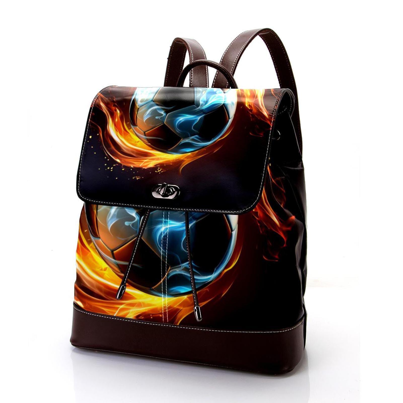Best Travel Backpack for Men & Women - Durable Flaming Football Design Backpack for Hiking, Camping & Daily Commute