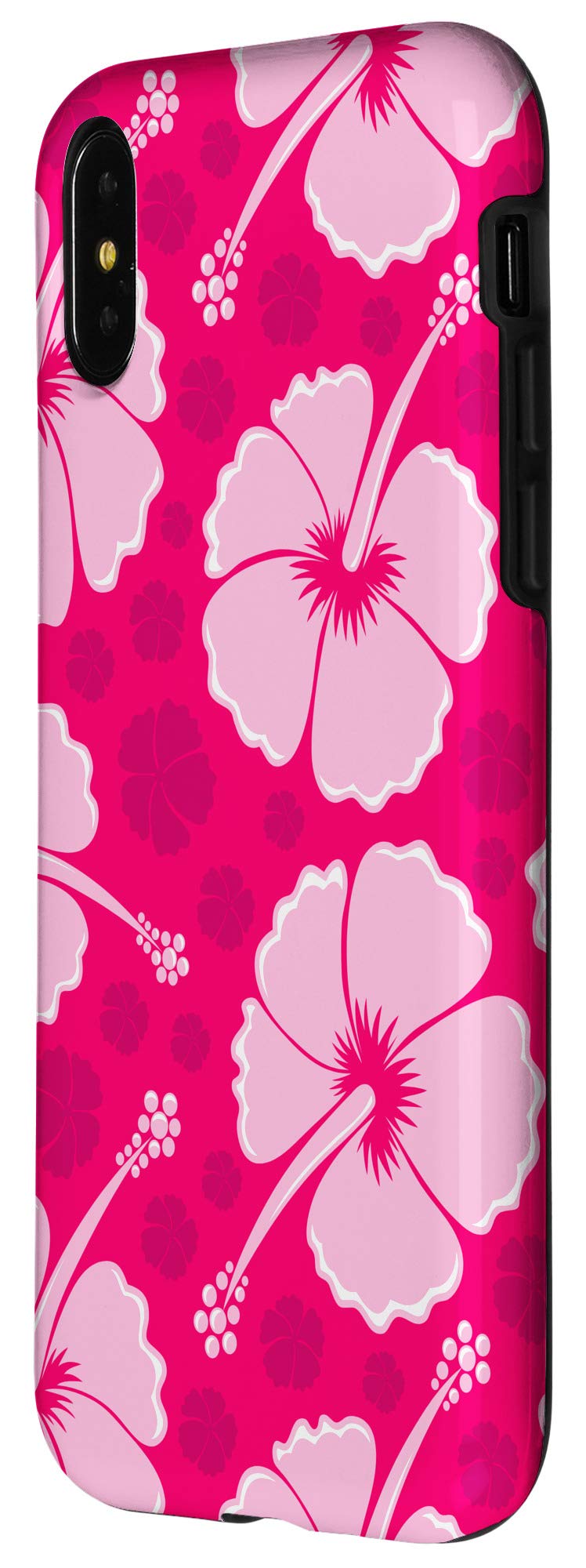 iPhone X/XS Hawaiian Hibiscus Pink Floral Phone Case - Cute Hula Design, Shockproof & Slim Protective Cover for Women Girls - Perfect for Beach Vacation, Summer Outing & Daily Use