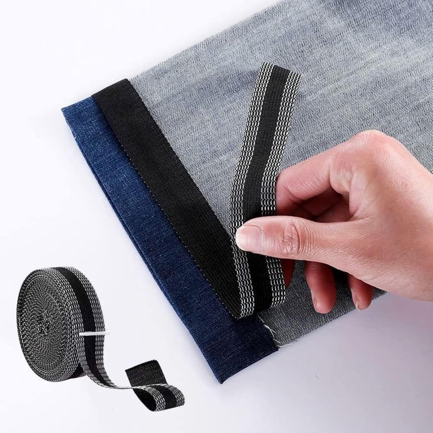 Iron-On Instant Hem Tape for Pants - 5m/5.47inch Self-Adhesive Fabric Strips, 25mm Trouser Edge Modification Tape for Suit Pants, Jeans & Trousers - DIY Sewing Accessories for Quick Hemming & Alterations at Home