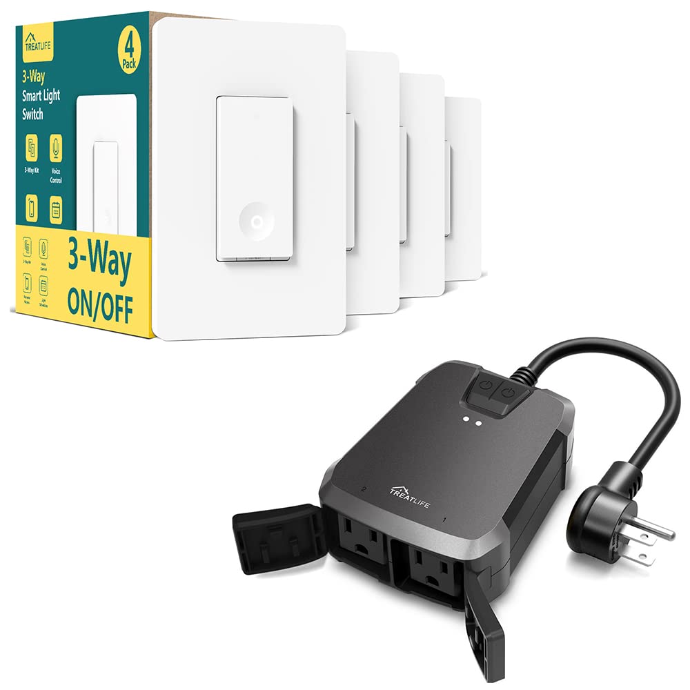 TREATLIFE Smart 3-Way Light Switch & Dimmable Smart Plug Combo (1 Pack) - WiFi Enabled for Home Automation - Perfect for Living Room, Bedroom, and Smart Home Setup