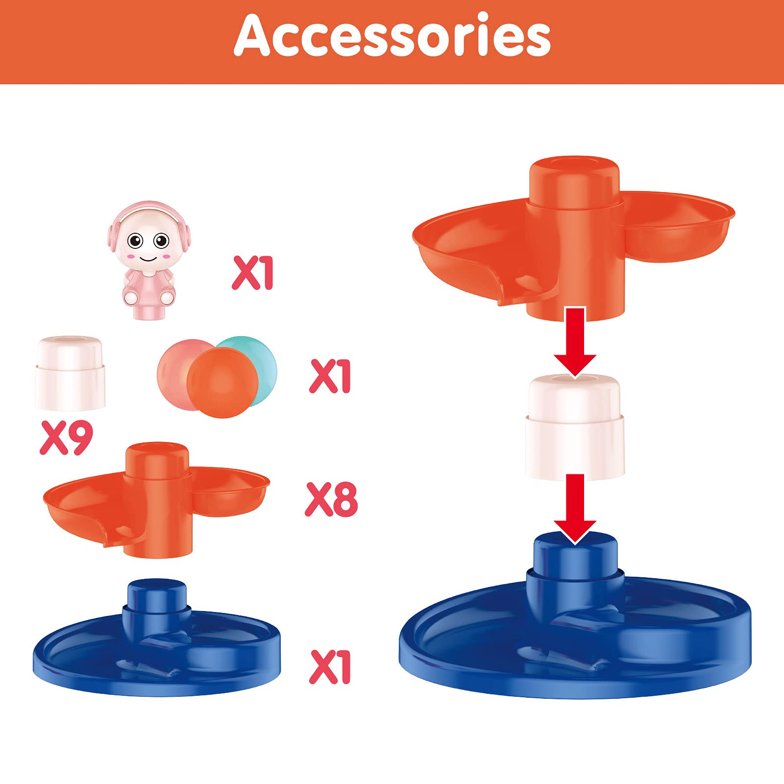 9 Layer Roll & Swirl Ball Drop Tower Toy for Toddlers 1-3 Years - 3 Balls Included - Educational Learning & Developmental Activity Toy - Perfect for Birthday Gifts & Early Childhood STEM Play