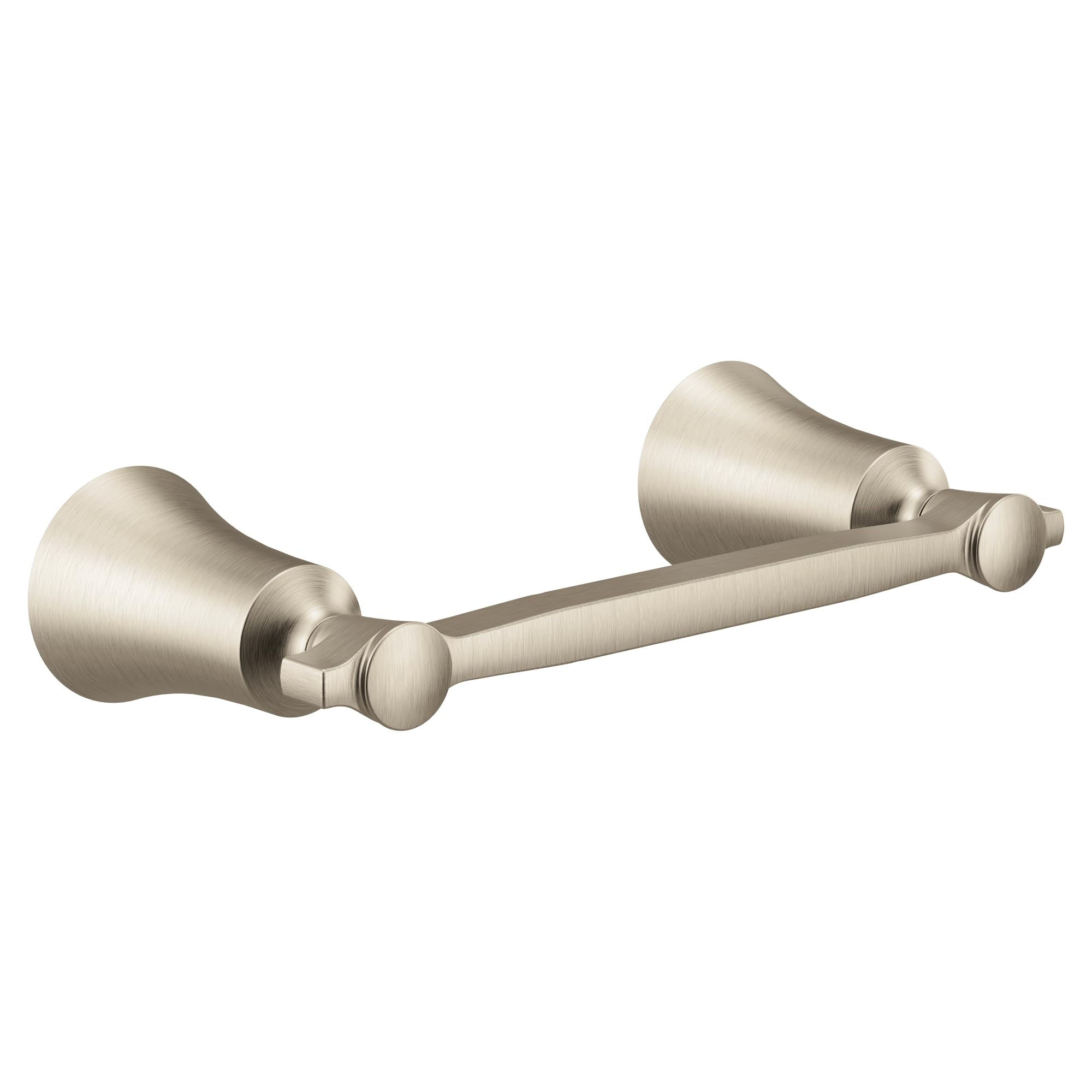 Moen YB0308BN Brushed Nickel Pivoting Double Post Toilet Paper Holder - Modern Bathroom Tissue Roll Stand for Home & Commercial Use