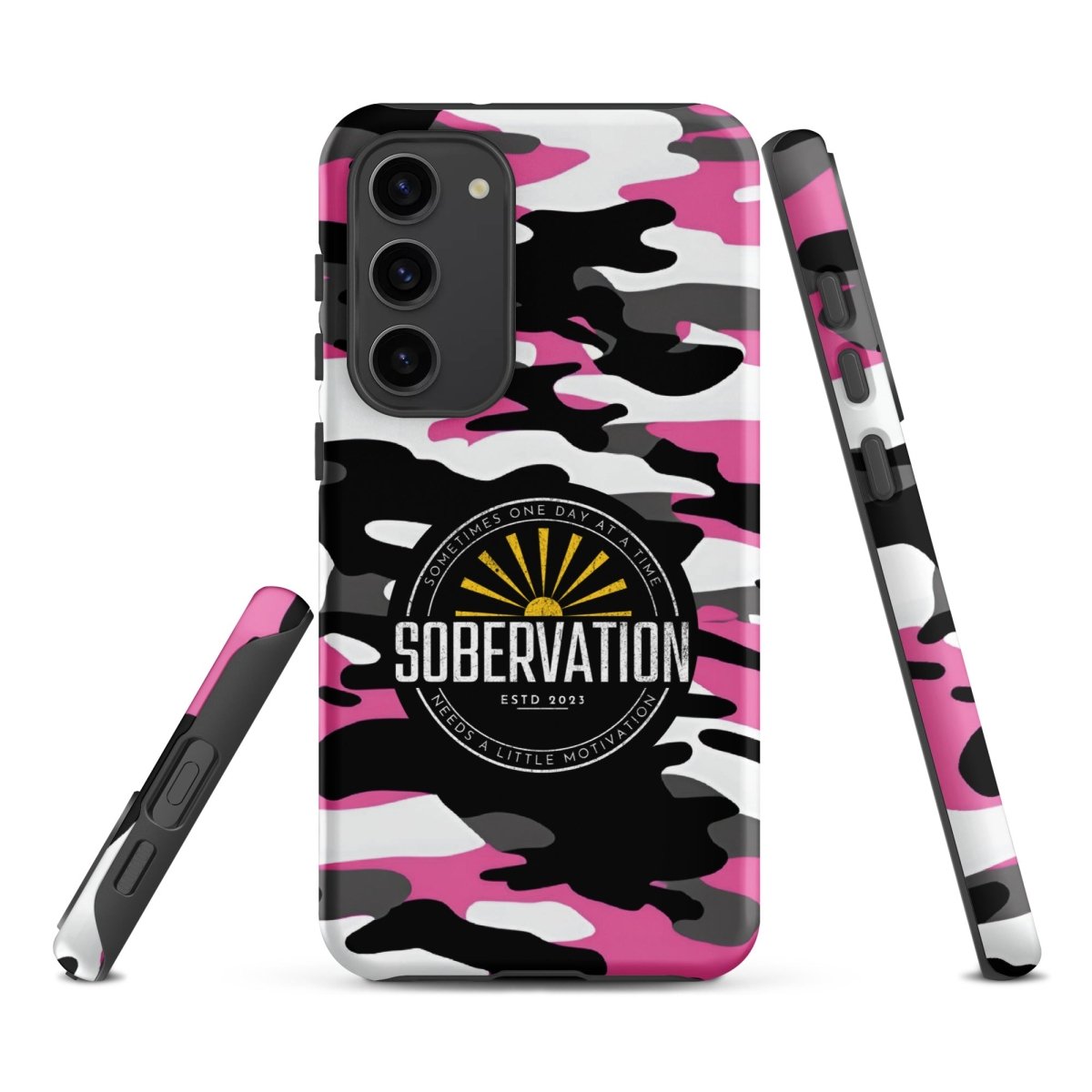 Sobervation Pink Camo iPhone Case - Durable Protective Cover for iPhone [6/7/8/X/11/12/13/14/15] - Motivational Sobriety Support - Perfect for Recovery Meetings & Daily Inspiration