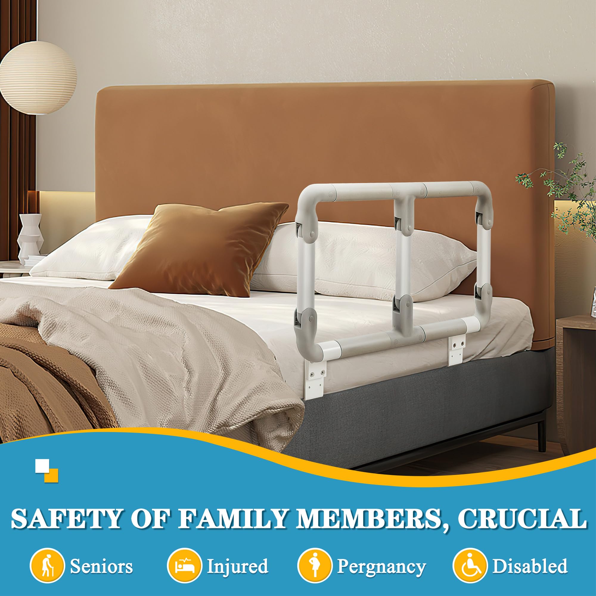 Adjustable Folding Bed Rails for Elderly & Seniors - Safety Assist Rail with Height Adjustment for Easy Bed Entry/Exit - Universal Fit for King, Queen, Full & Twin Size Beds - Ideal for Home Care, Hospitals & Mobility Assistance