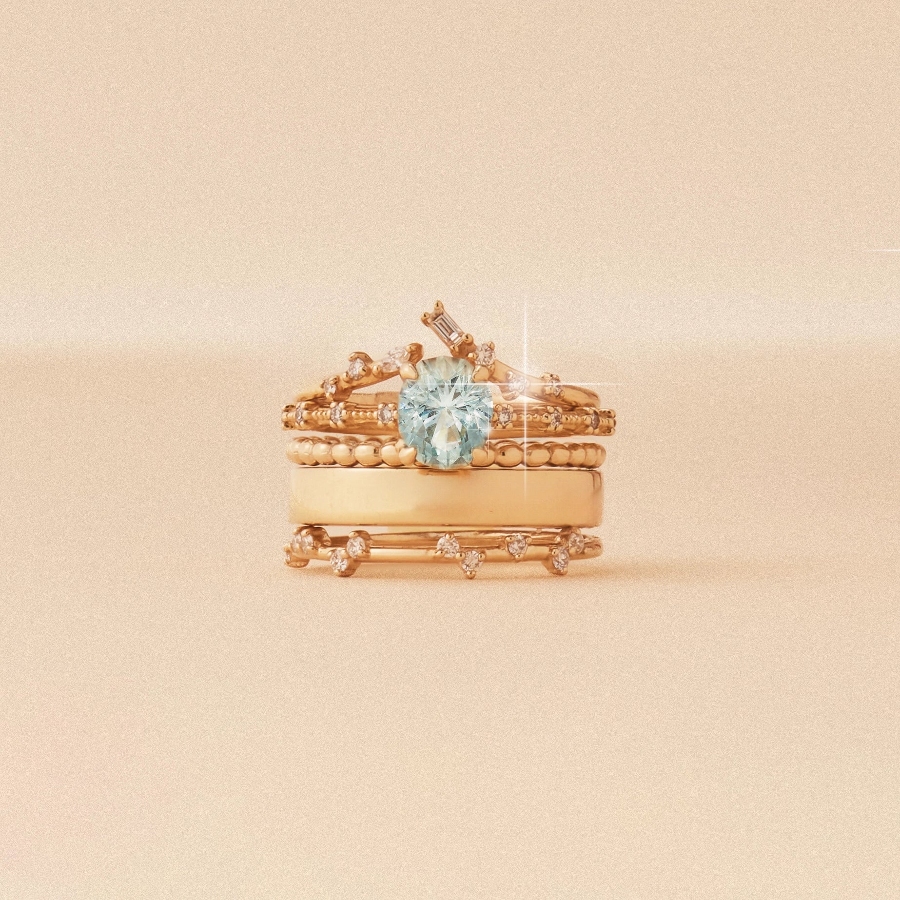14K Yellow Gold Ring with Pale Mint Green Oval Sapphire - Unique One of a Kind Jewelry for Women | Perfect for Weddings, Anniversaries & Special Occasions
