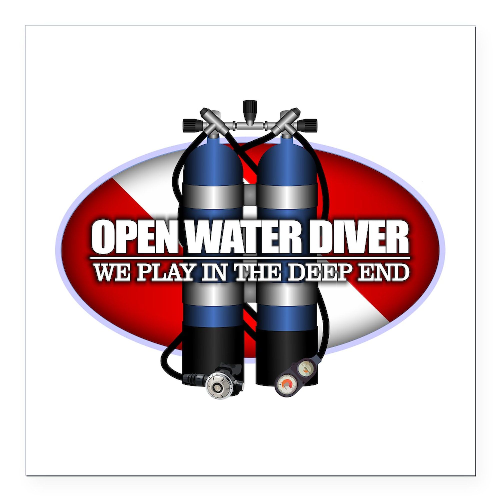 Open Water Diver Scuba Tanks Square Car Magnet - 3 Pack Magnetic Bumper Stickers for Scuba Enthusiasts | Perfect for Cars, Trucks & Dive Gear Display