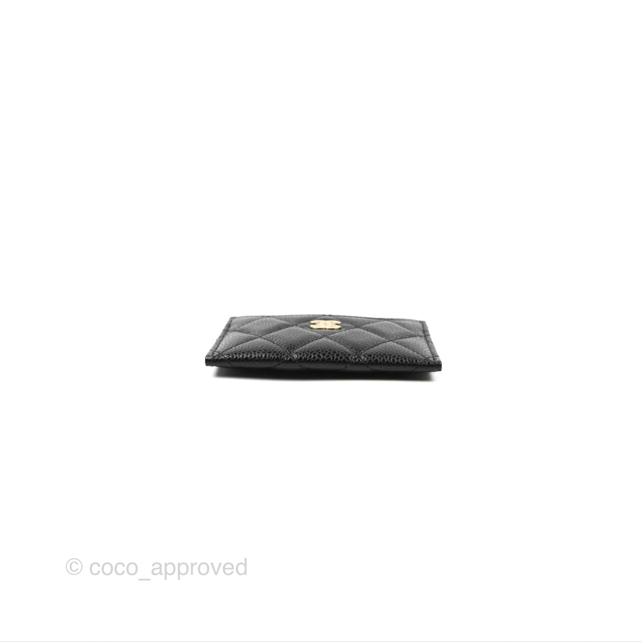 Chanel Classic Flat Card Holder Wallet - Black Caviar Leather with Gold Hardware - Perfect for Everyday Use & Gift Giving