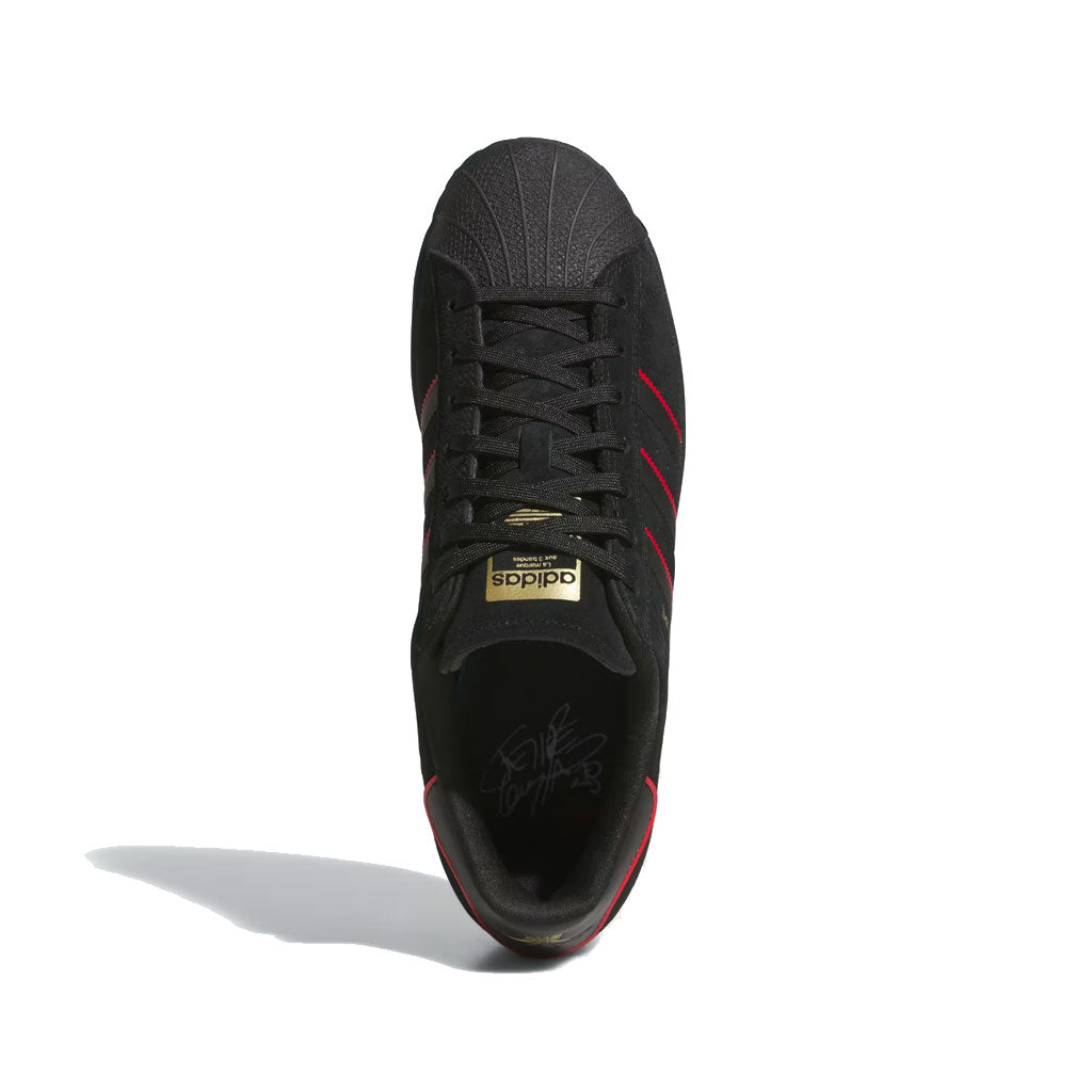 Adidas Superstar x Felipe Gustavo Sneakers - Core Black/Better Scarlet/Gold Metallic - Men's Skateboarding Shoes for Streetwear & Casual Wear