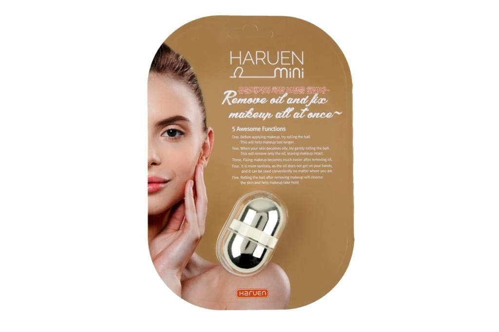 Haruen Mini Oil Monster - Natural Volcanic Stone Ball for Oil Absorption Before & After Makeup | Roller Massage to Smooth & Tighten Skin | Perfect for Touch-Ups, Oily Skin Care & Travel Makeup Essentials