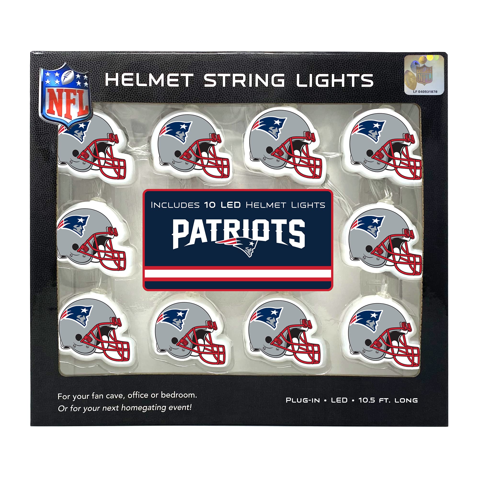 NFL LED Helmet String Lights with Adapter Plug - Battery Operated Football Fairy Lights for Indoor Home Decor | Perfect for Game Day Parties, Bedroom Lighting & Sports Fan Gifts