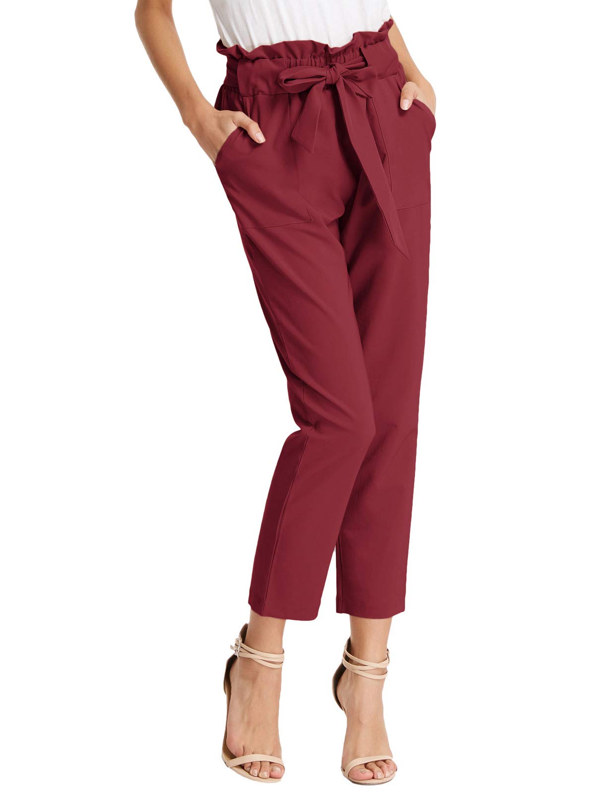 GRACE KARIN Women's High Waisted Paper Bag Pants - Slim Fit Office Pencil Pants for Work & Casual Wear | Perfect for Business, Dating & Everyday Outfits