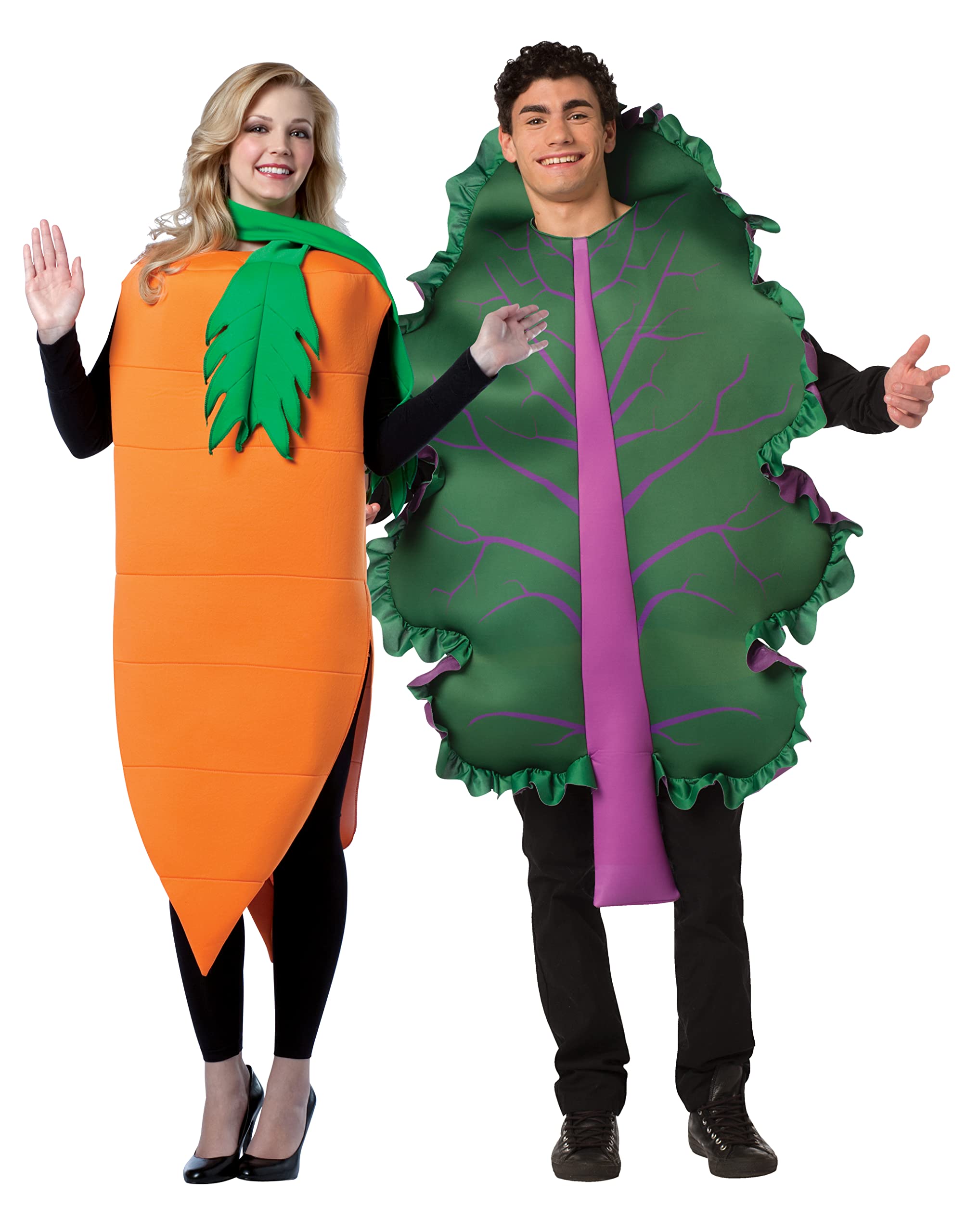 Rasta Imposta Carrot & Kale Lettuce Couples Costume for Men & Women - Funny Adult Fruit Vegetable Costume One Size - Perfect for Halloween, Cosplay & Themed Parties