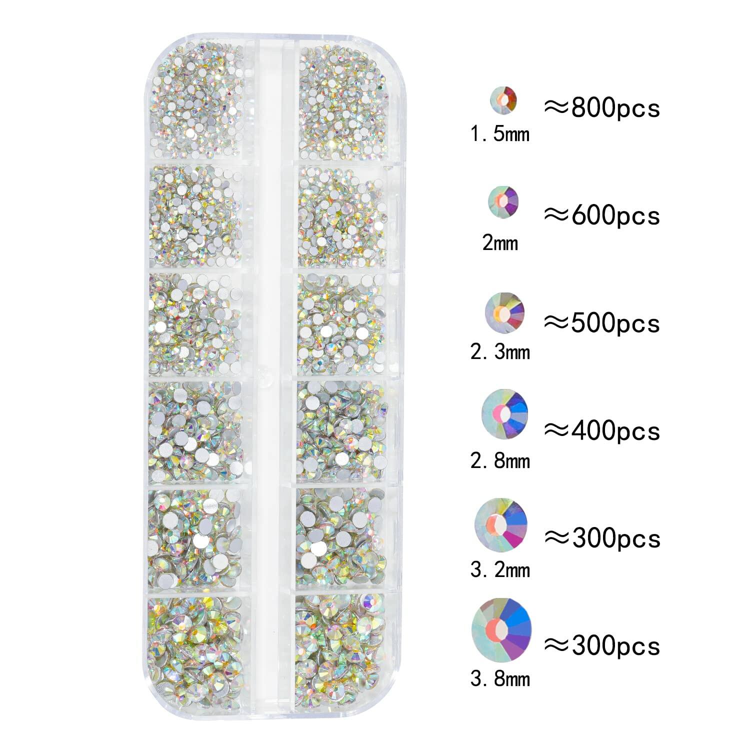 2920Pcs Nail Rhinestones Kit - 12 Types Special Shaped Multi Shapes Crystal White Nail Gems for Nail Art, Manicure, Pedicure & DIY Jewelry Making
