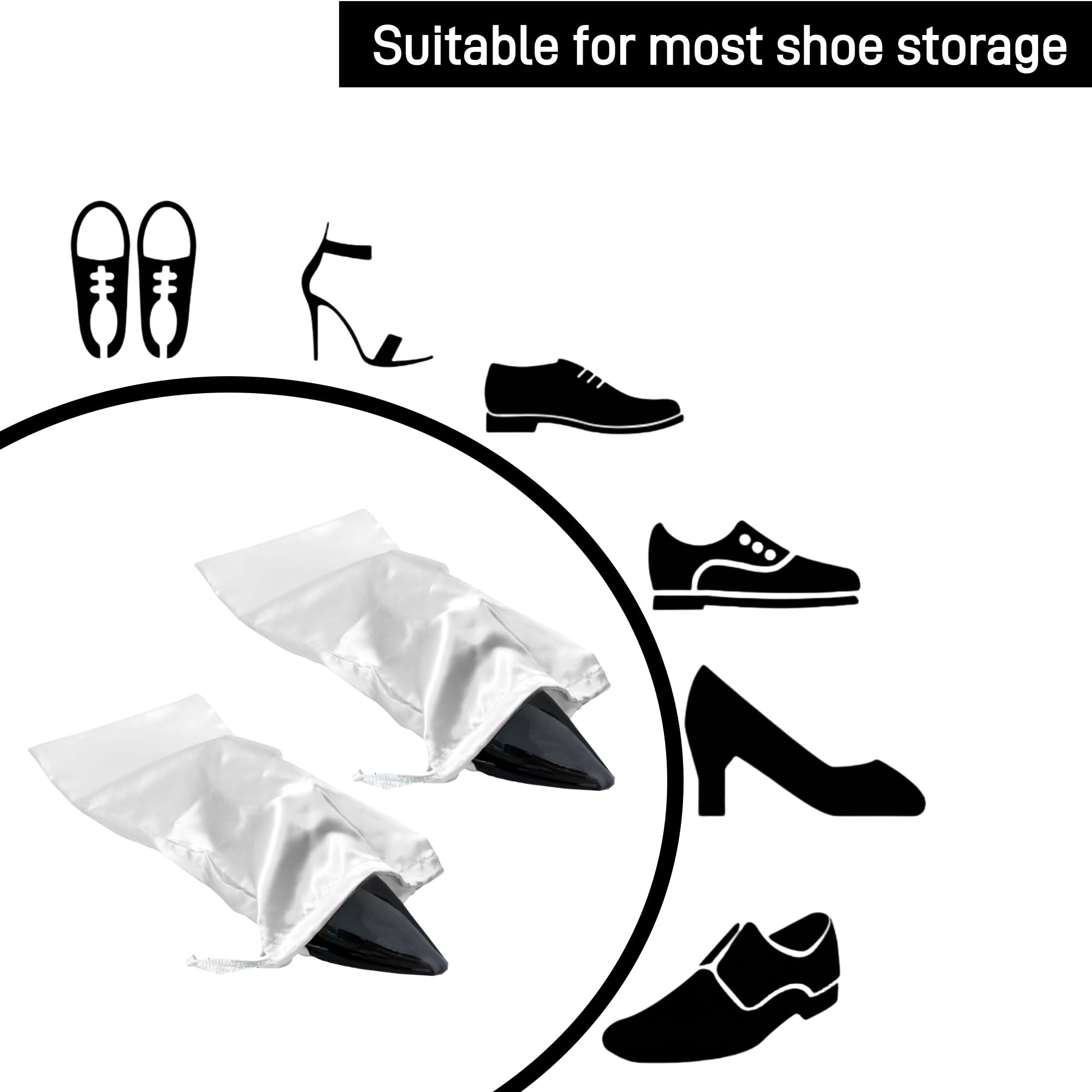 Premium 6-Pack Satin Shoe Dust Bags with Drawstring - Travel Shoe Storage Bags for Men & Women - Perfect for Organizing, Protecting & Storing Shoes in Luggage, Closets & Suitcases