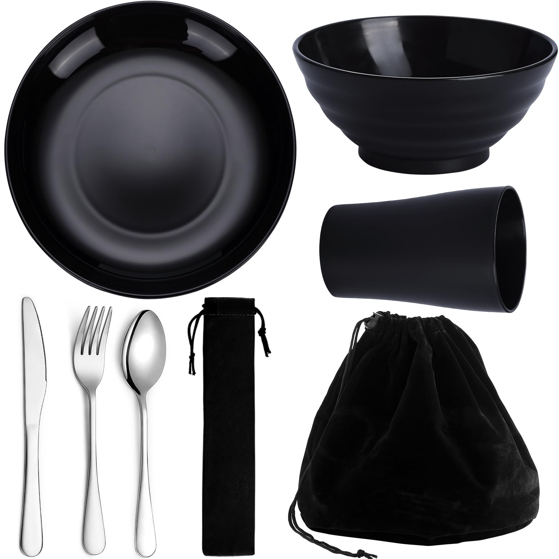 Kyraton 12-Piece Camping Utensil Set - Lightweight Mess Kit with Knife, Spoon, Fork, Cup, Bowl & Plate - Perfect for Camping, Hiking, Backpacking & Outdoor Adventures - Durable Travel Silverware Essentials for Solo Campers