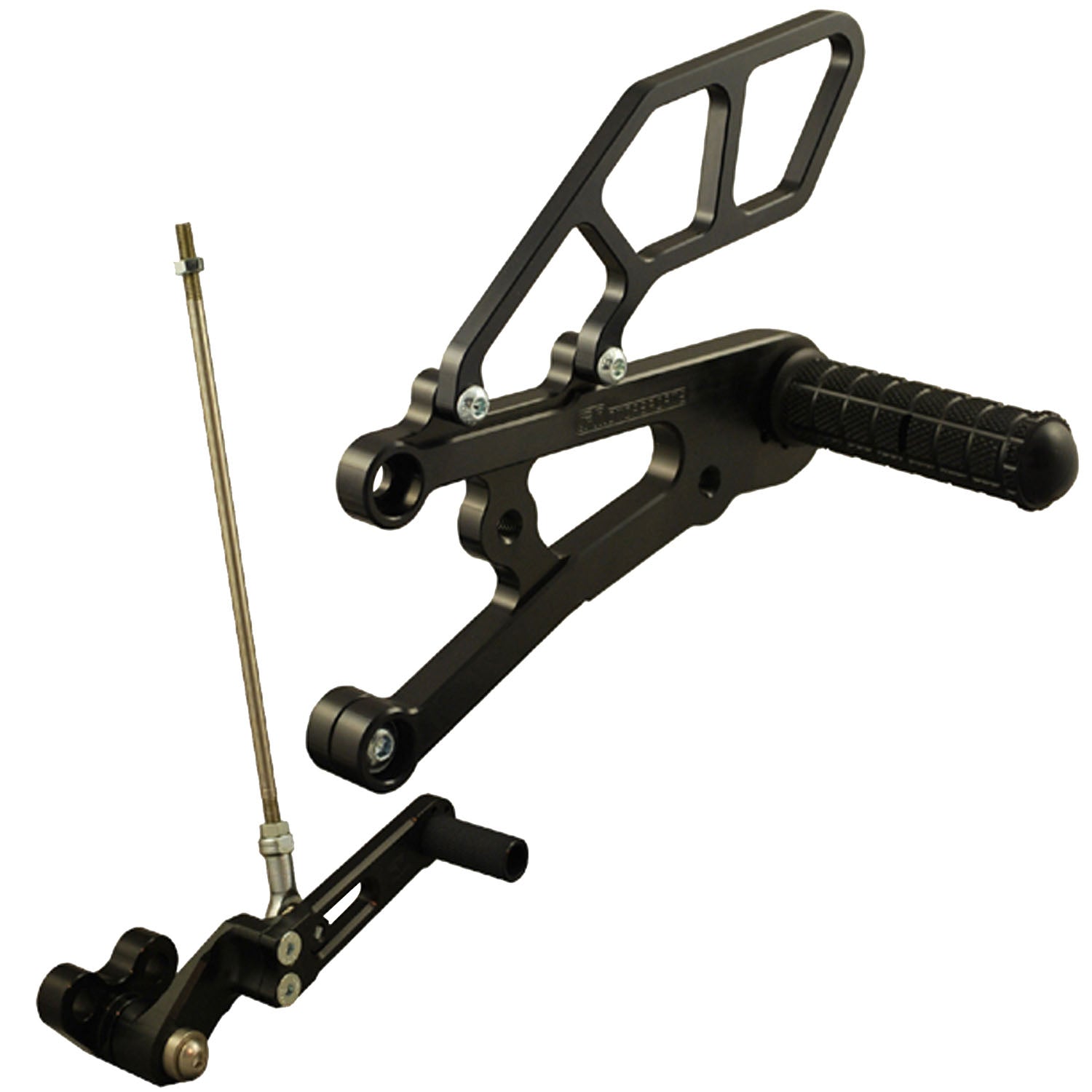 Triumph Daytona 675R GP Shift Rearset with Quick Shifter Rod - Race Use Only (No Side Stand) - High-Performance Motorcycle Racing Footpegs for Track Days and Competitive Riding